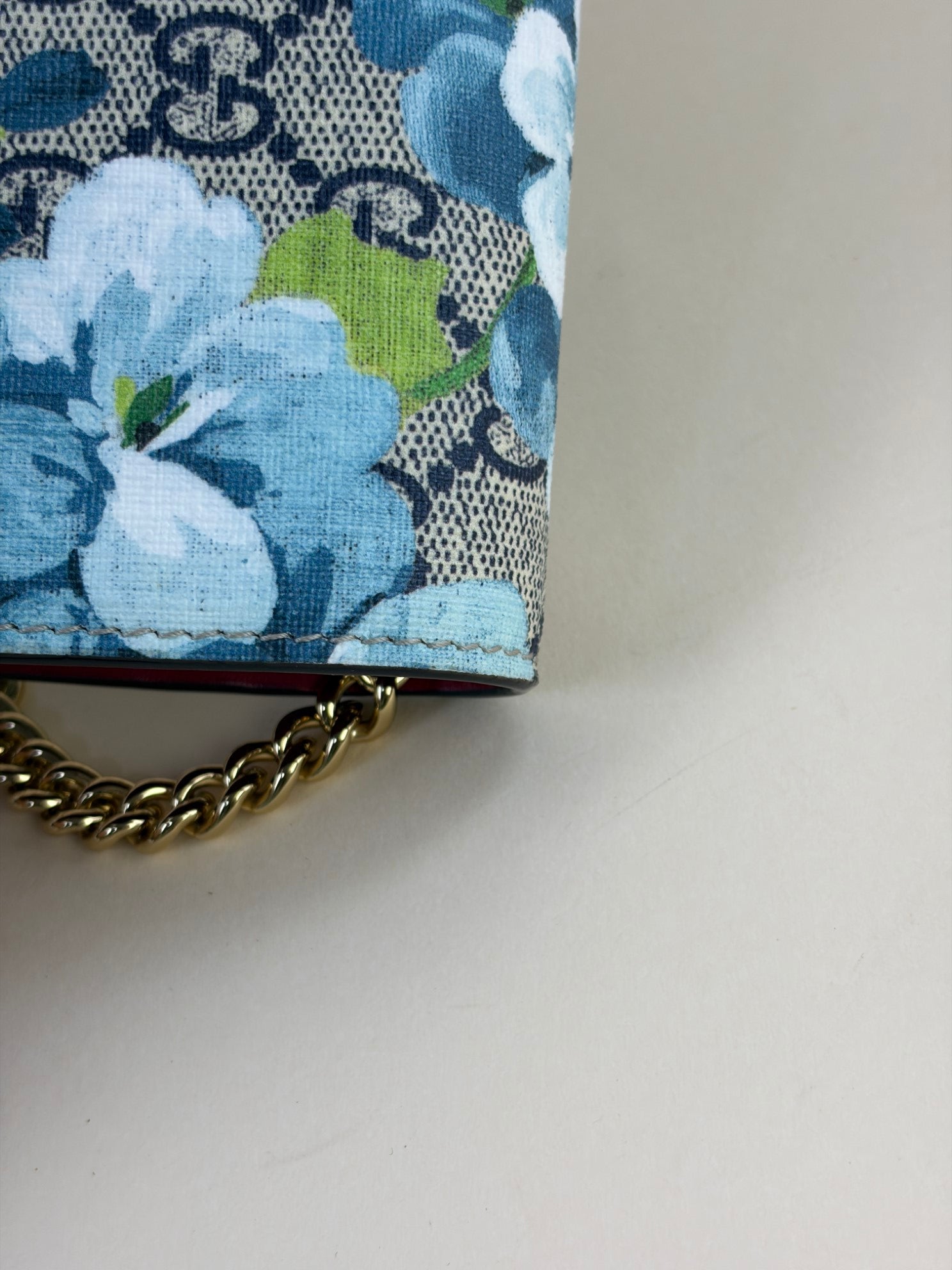 Gucci Blue Monogram GG Supreme Blooms WOC