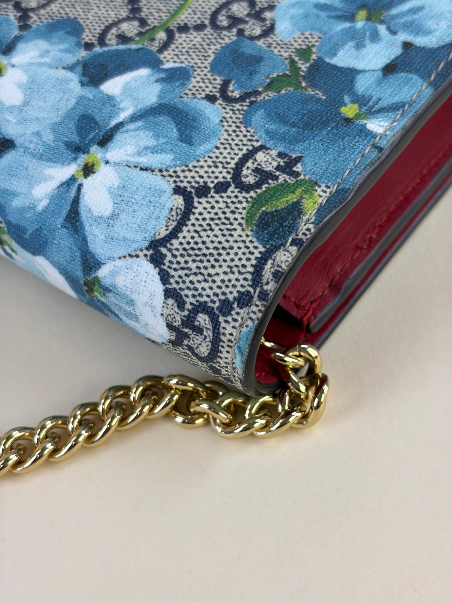 Gucci Blue Monogram GG Supreme Blooms WOC