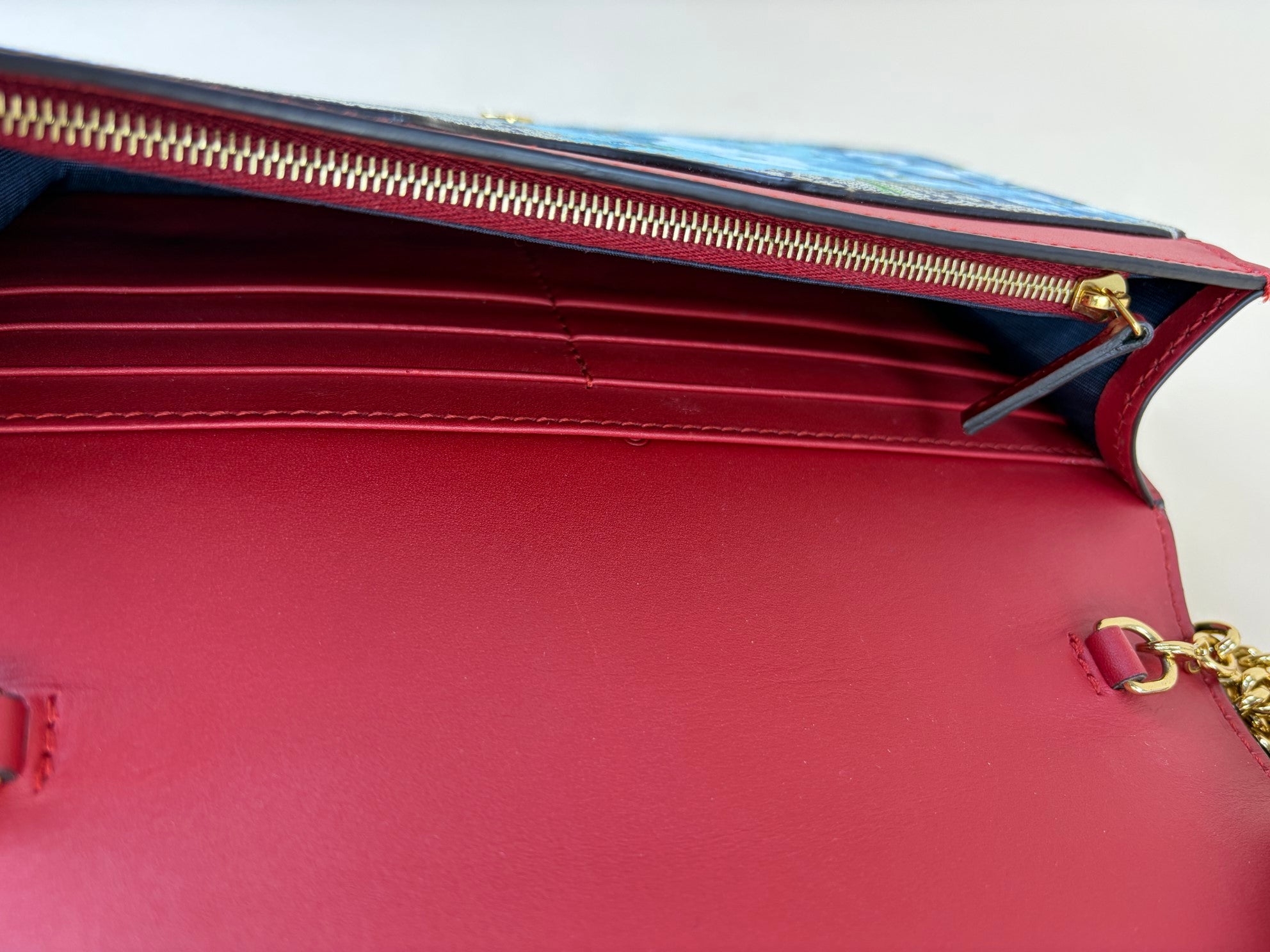 Gucci Blue Monogram GG Supreme Blooms WOC