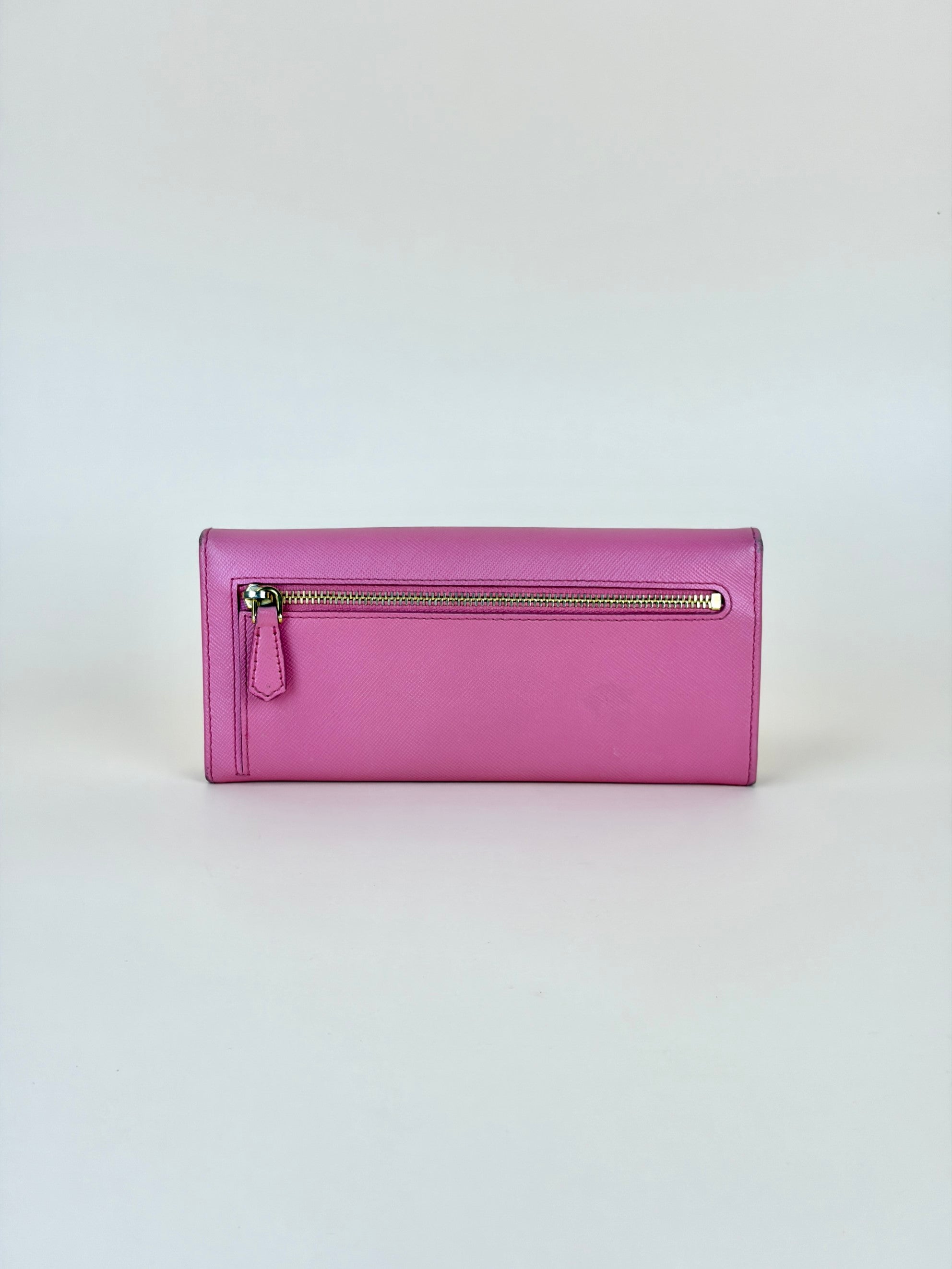 Prada Pink Metal Continental Long Wallet