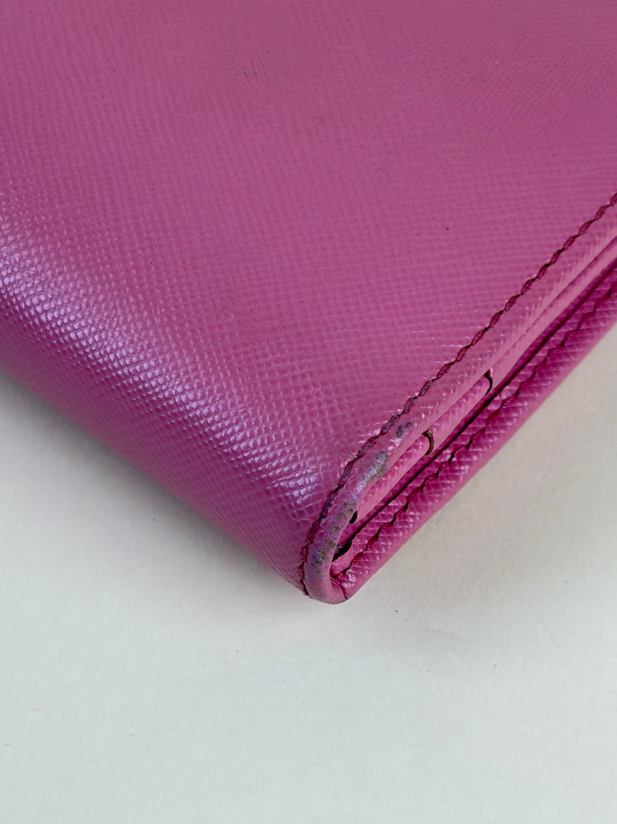 Prada Pink Metal Continental Long Wallet