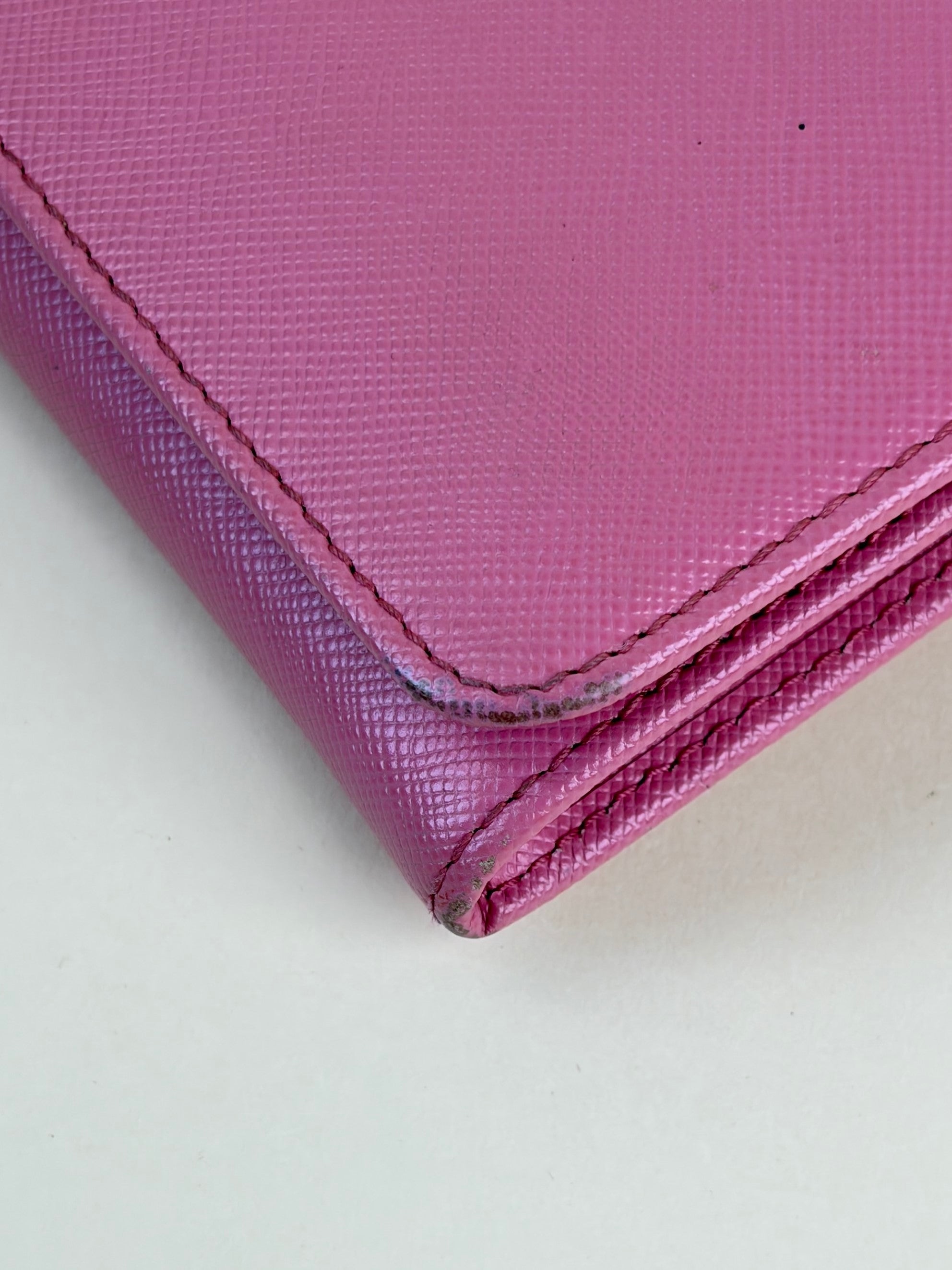 Prada Pink Metal Continental Long Wallet