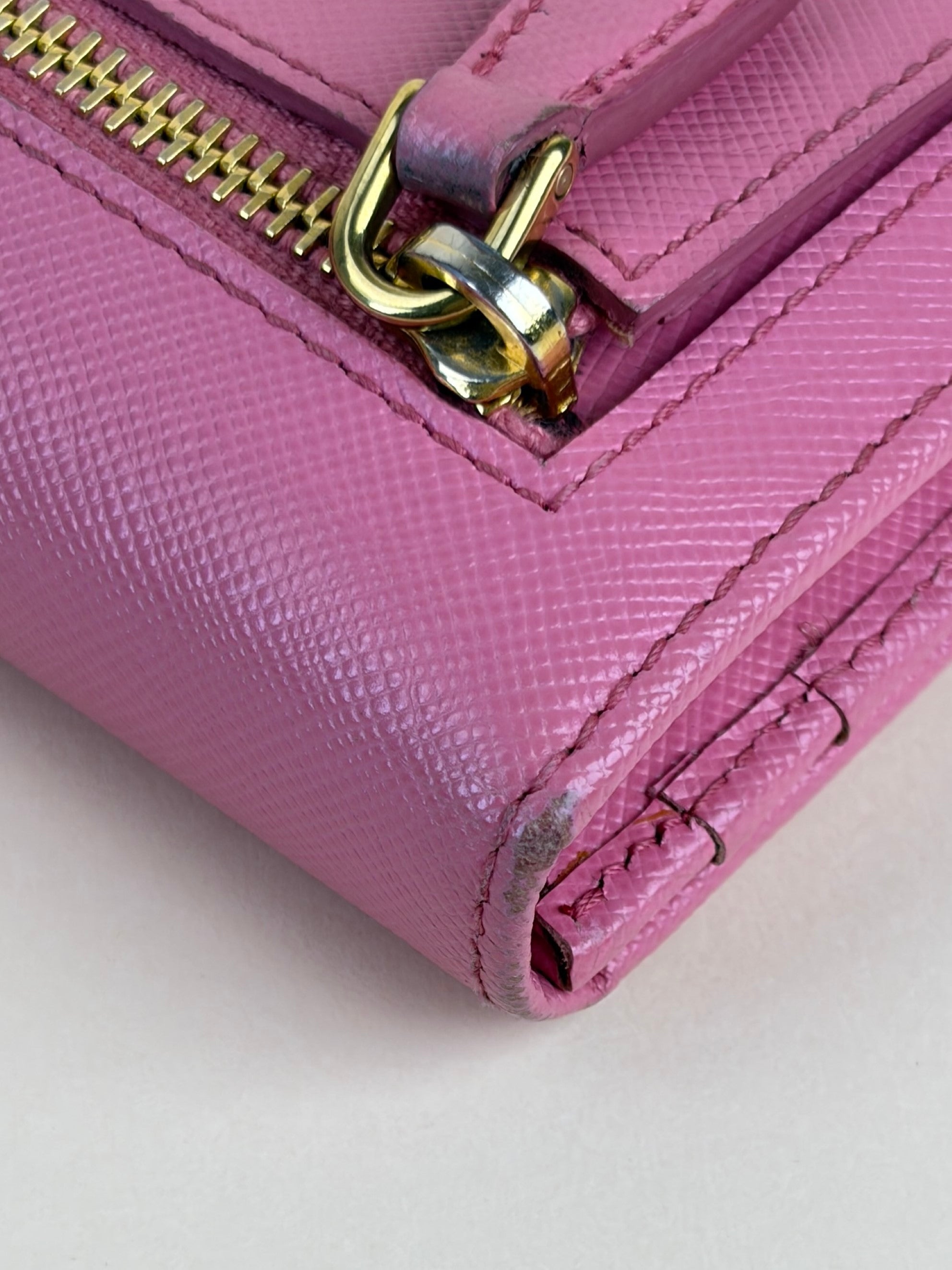 Prada Pink Metal Continental Long Wallet