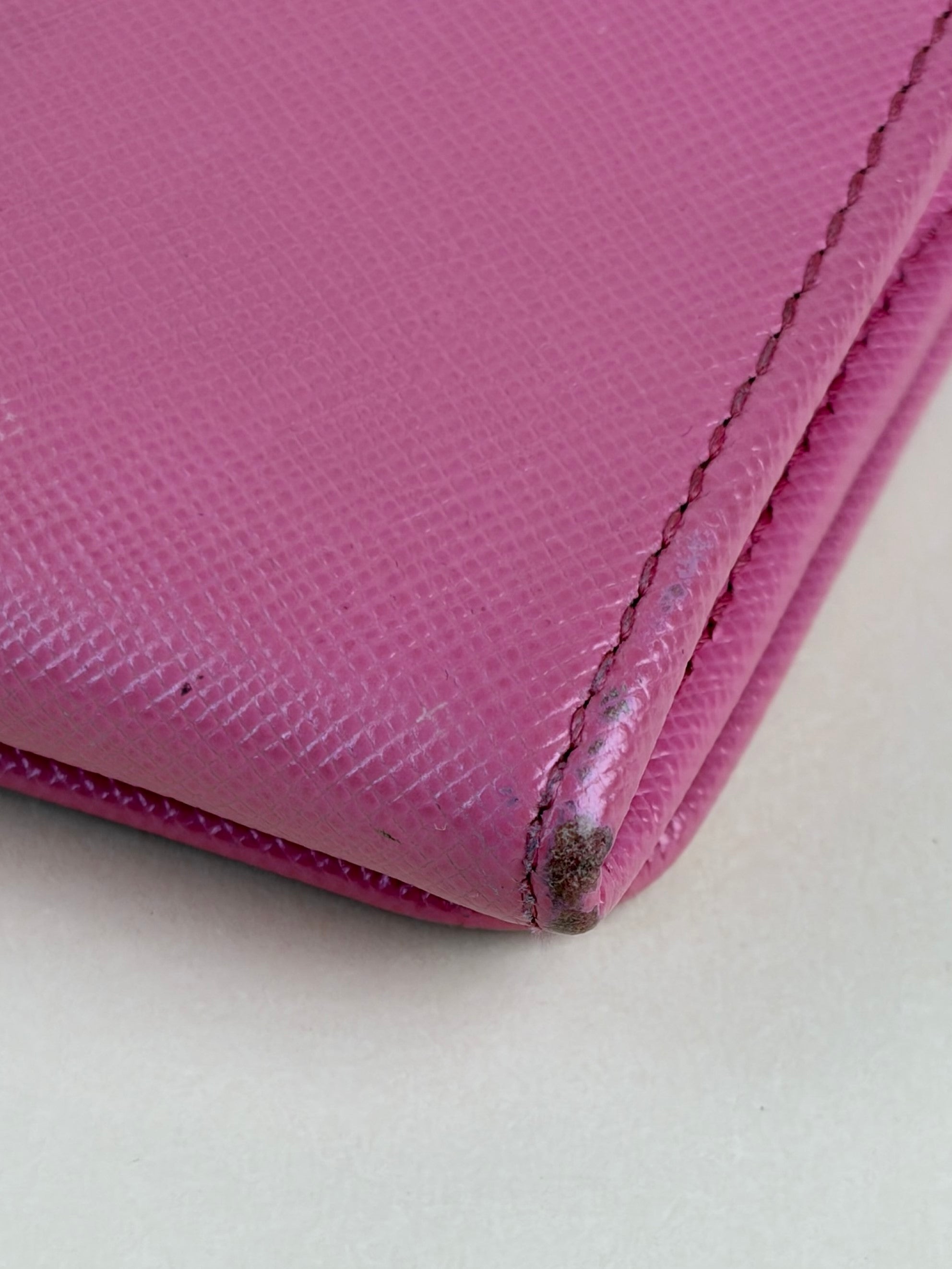 Prada Pink Metal Continental Long Wallet