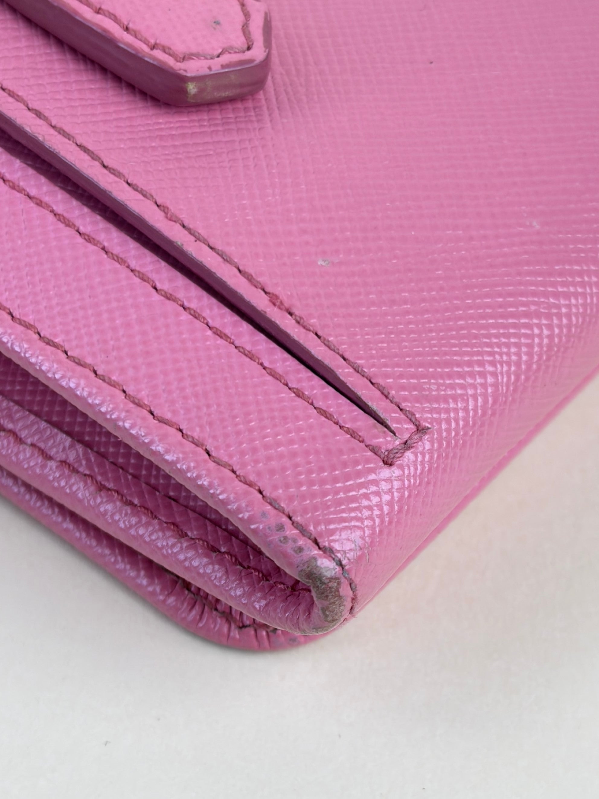 Prada Pink Metal Continental Long Wallet