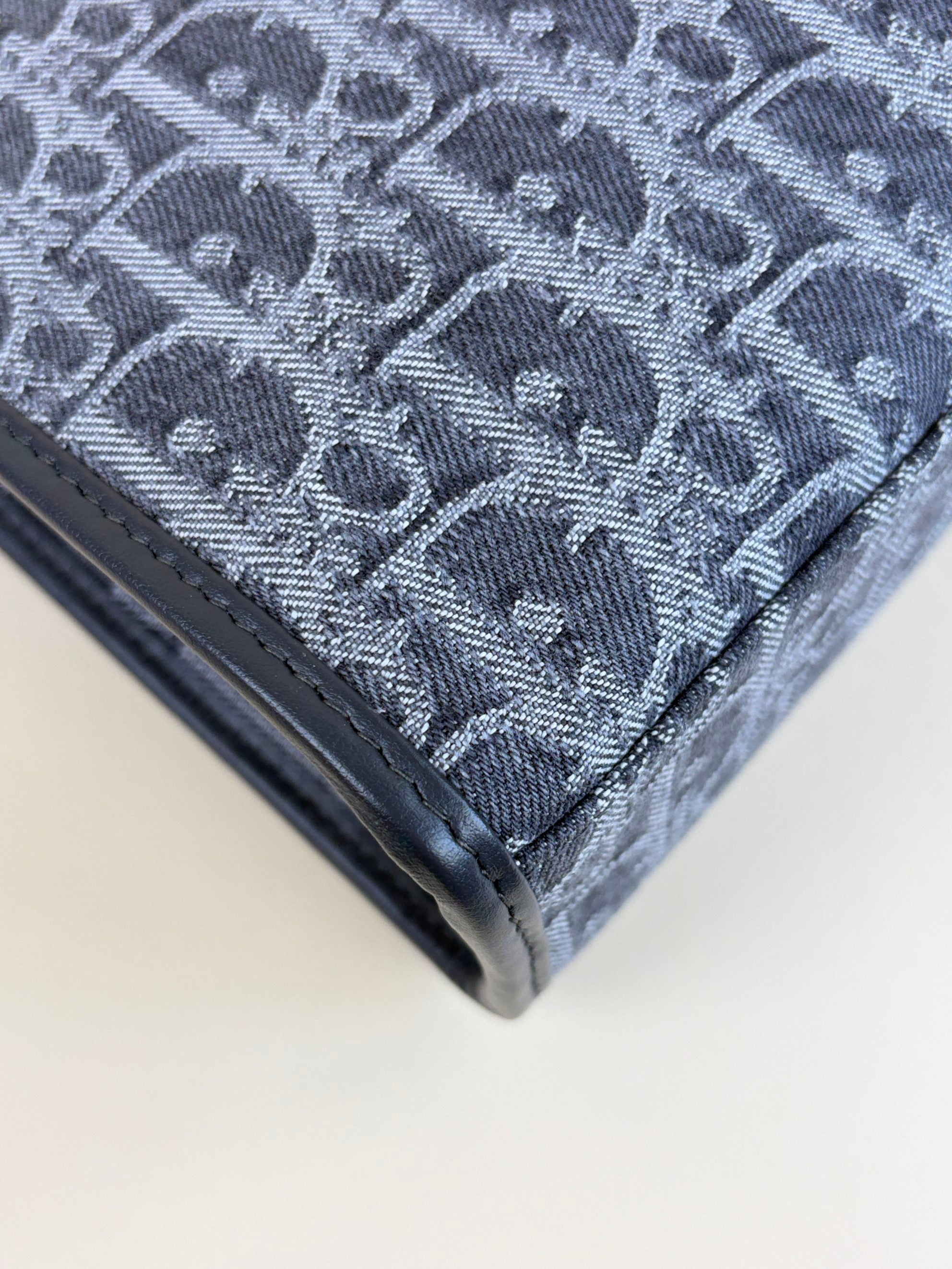 Dior grey denim oblique jacquard 30 Montaigne dea pouch