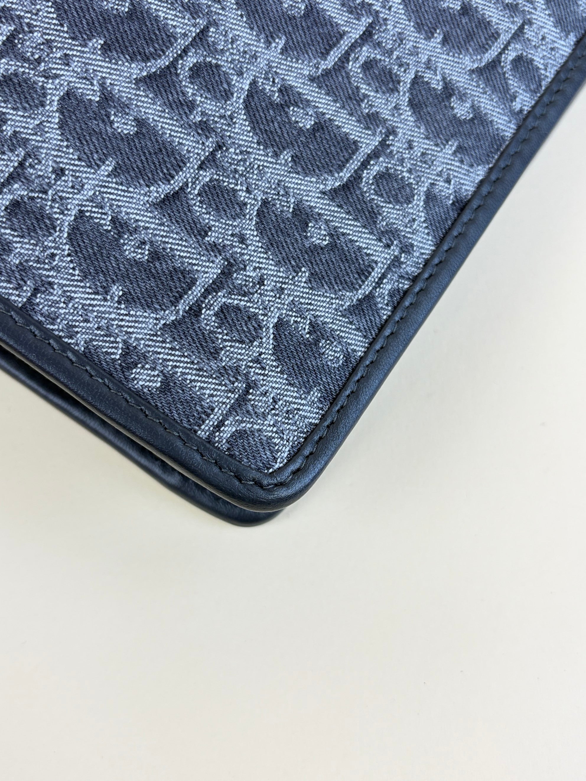 Dior grey denim oblique jacquard 30 Montaigne dea pouch