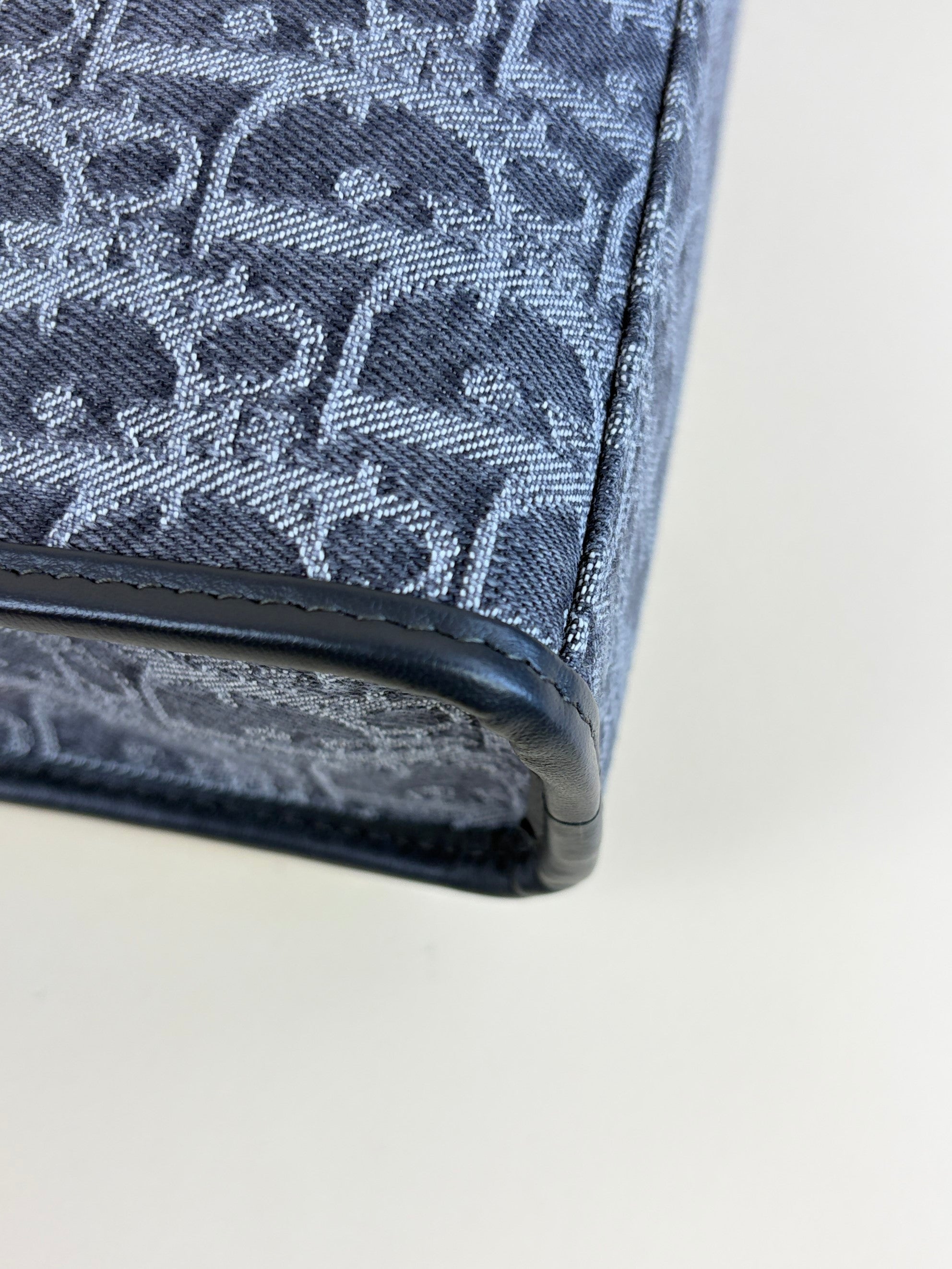 Dior grey denim oblique jacquard 30 Montaigne dea pouch