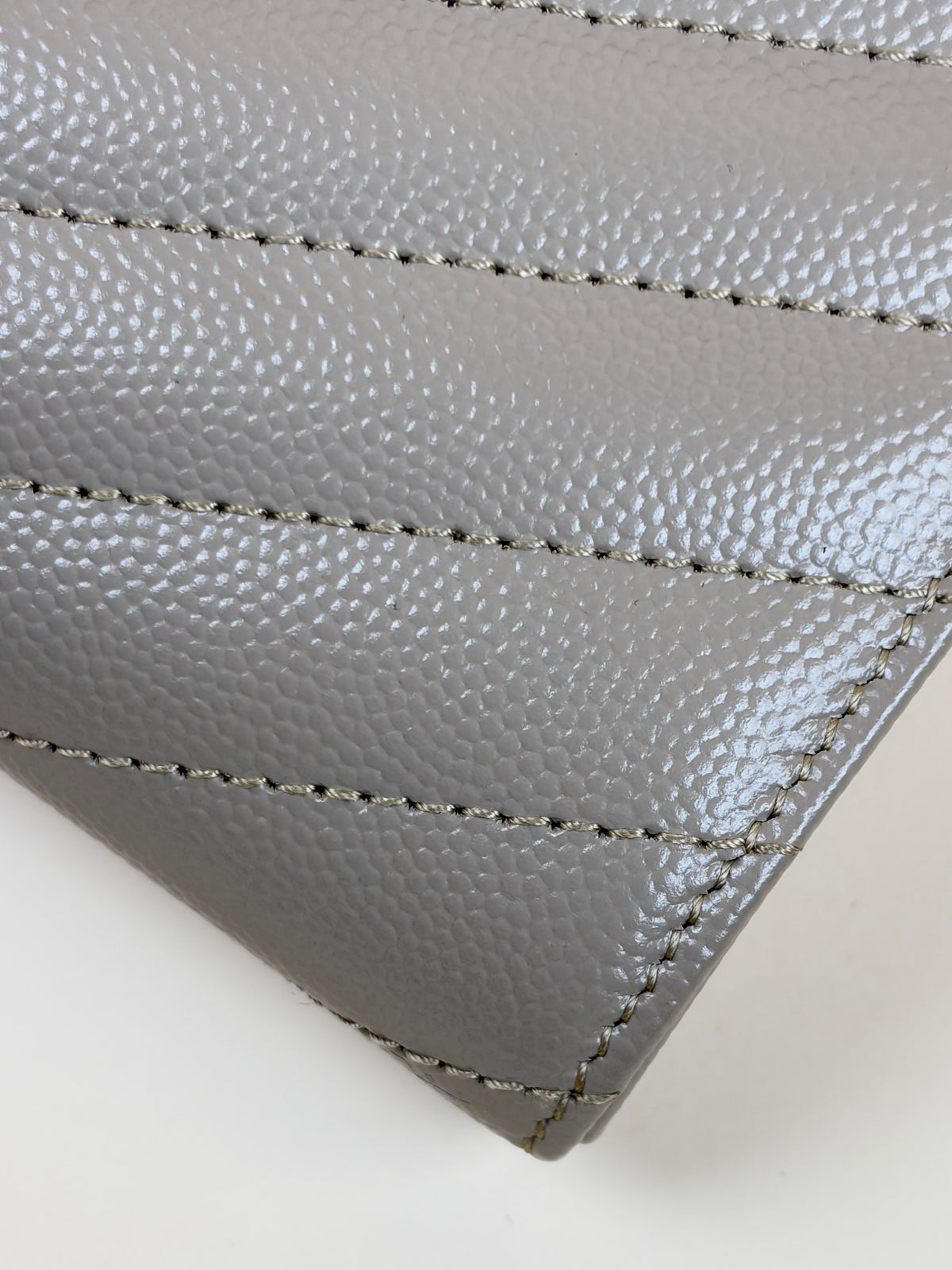 ysl dark beige grain de Poudre leather Cassandre flap