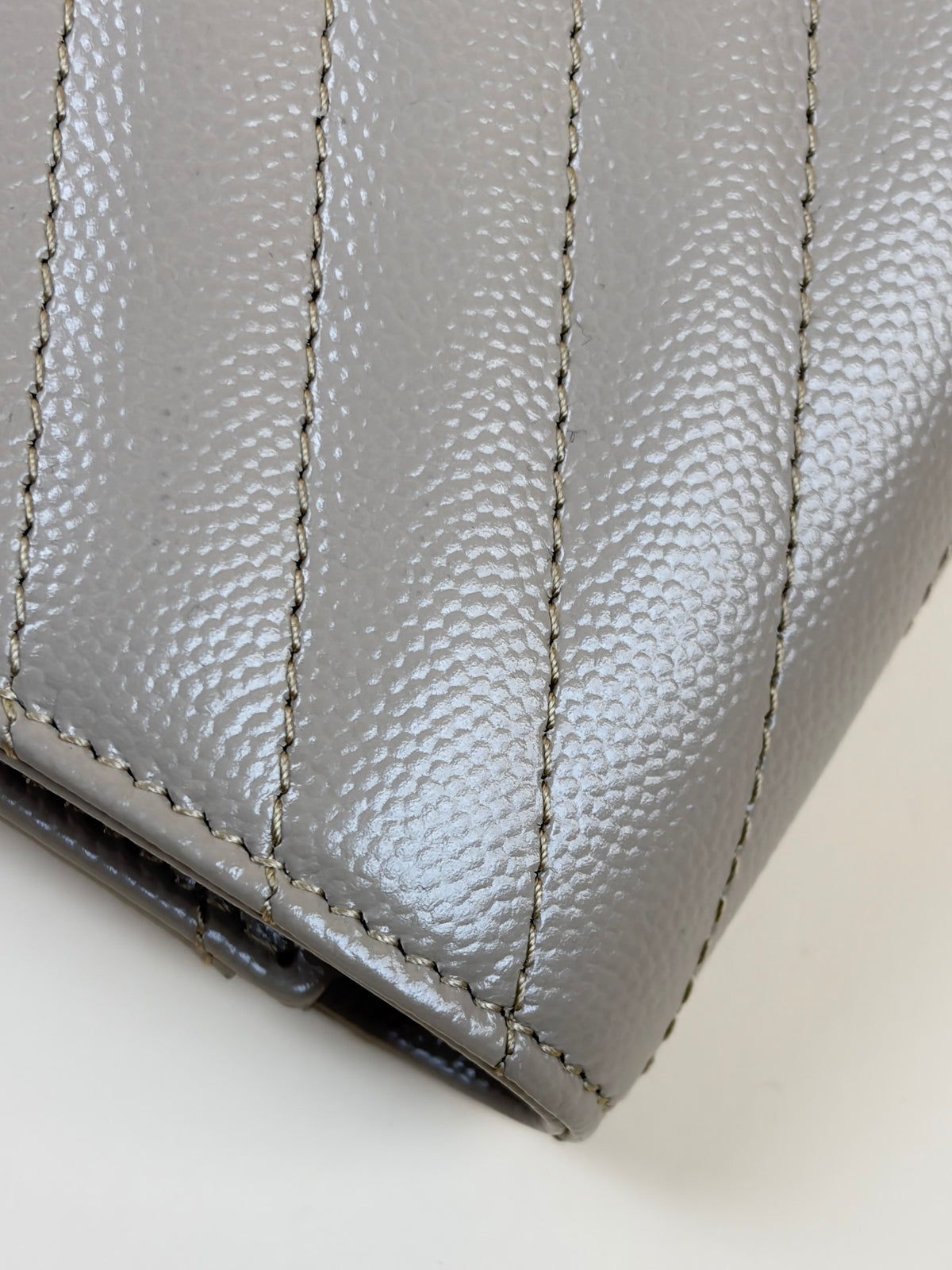 ysl dark beige grain de Poudre leather Cassandre flap
