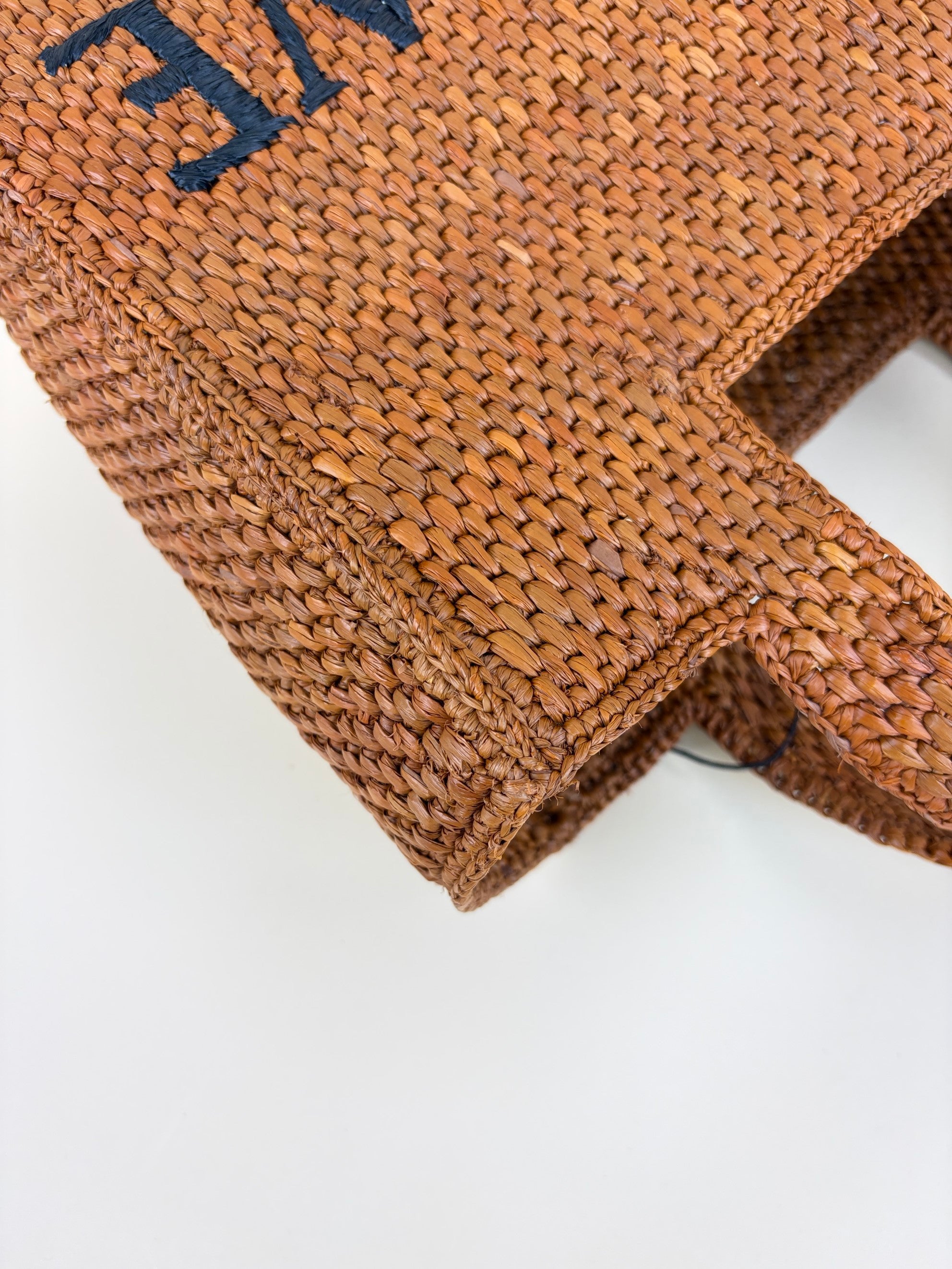 Loewe brown raffia Paula's Ibiza font small tote bag