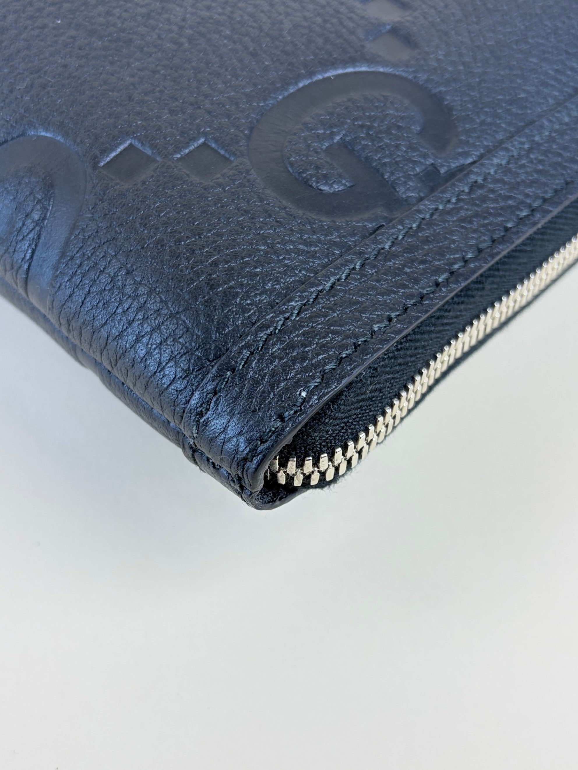 Gucci black jumbo gg document case pouch