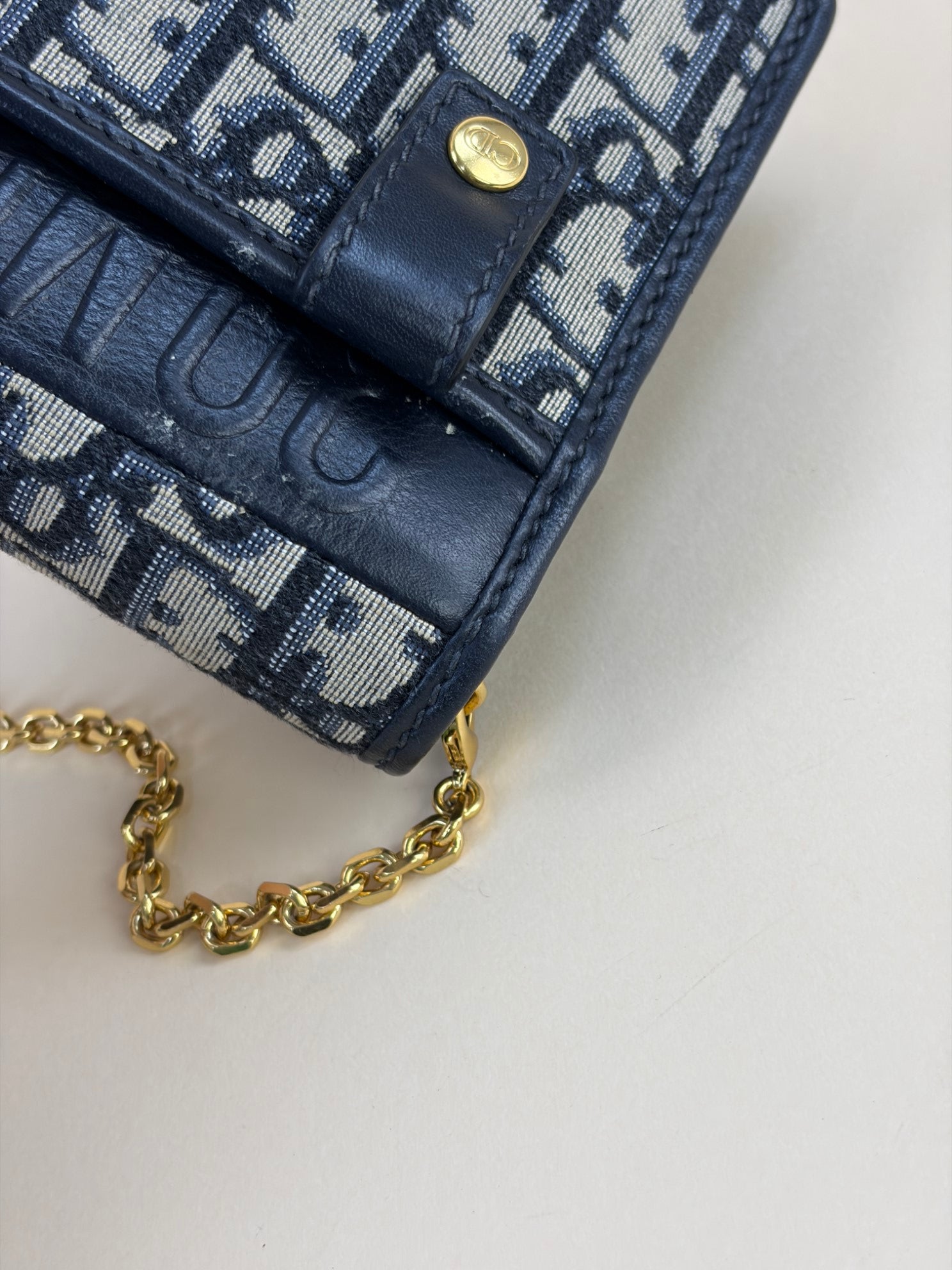 Christian Dior Blue 30 Montaigne Oblique Pouch