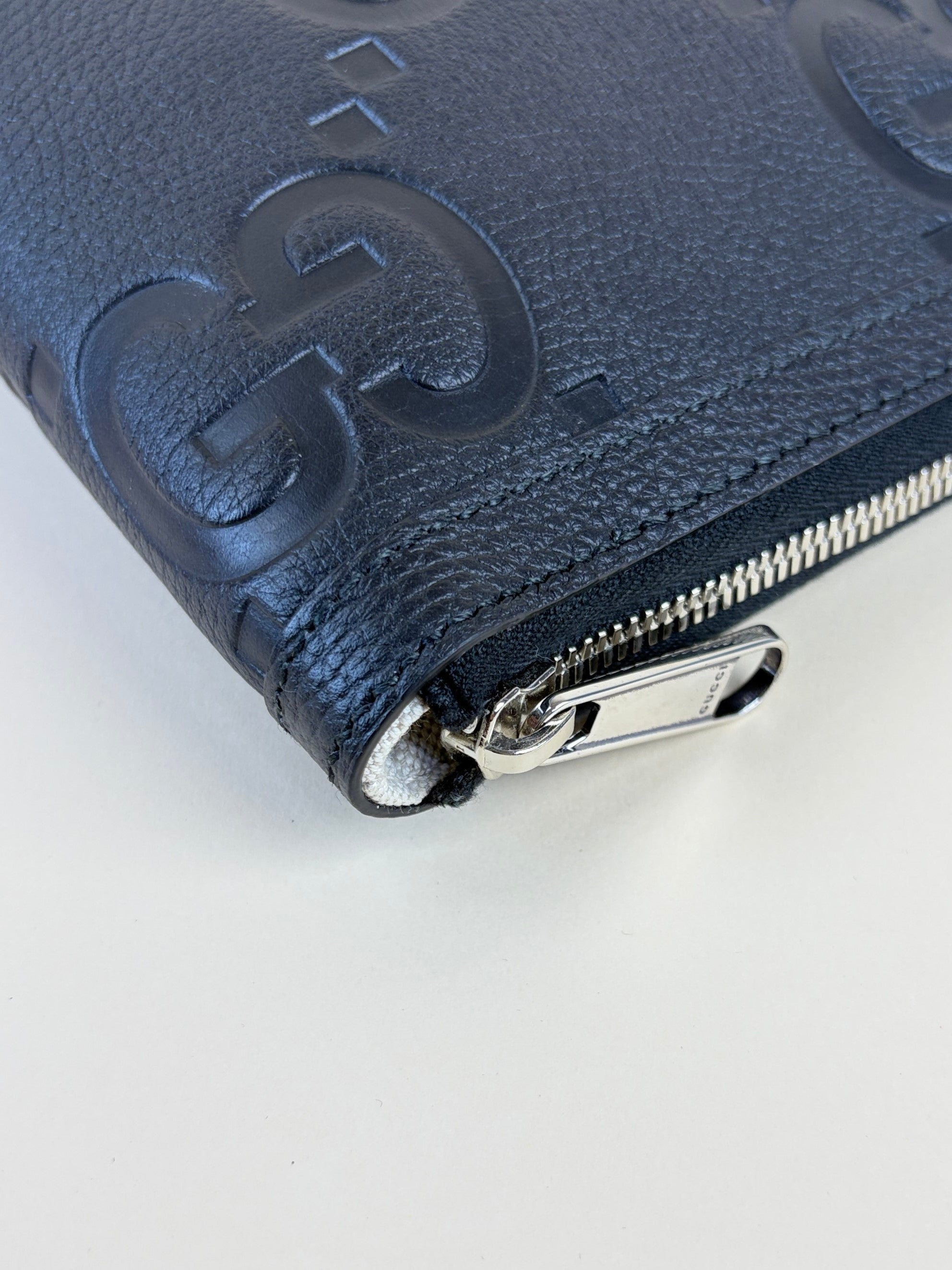 Gucci black jumbo gg document case pouch
