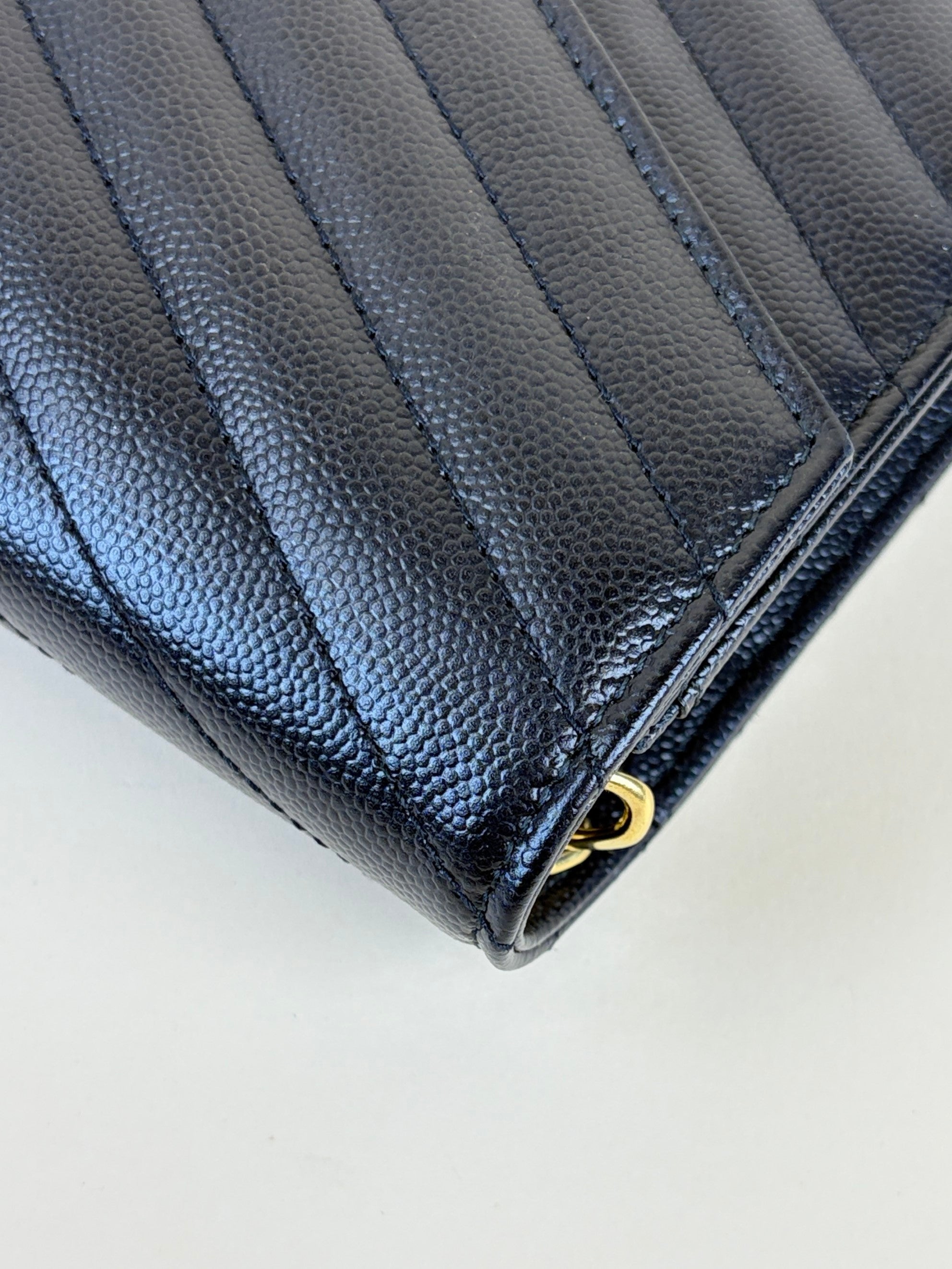 YSL black Cassandre Classic Wallet On Chain