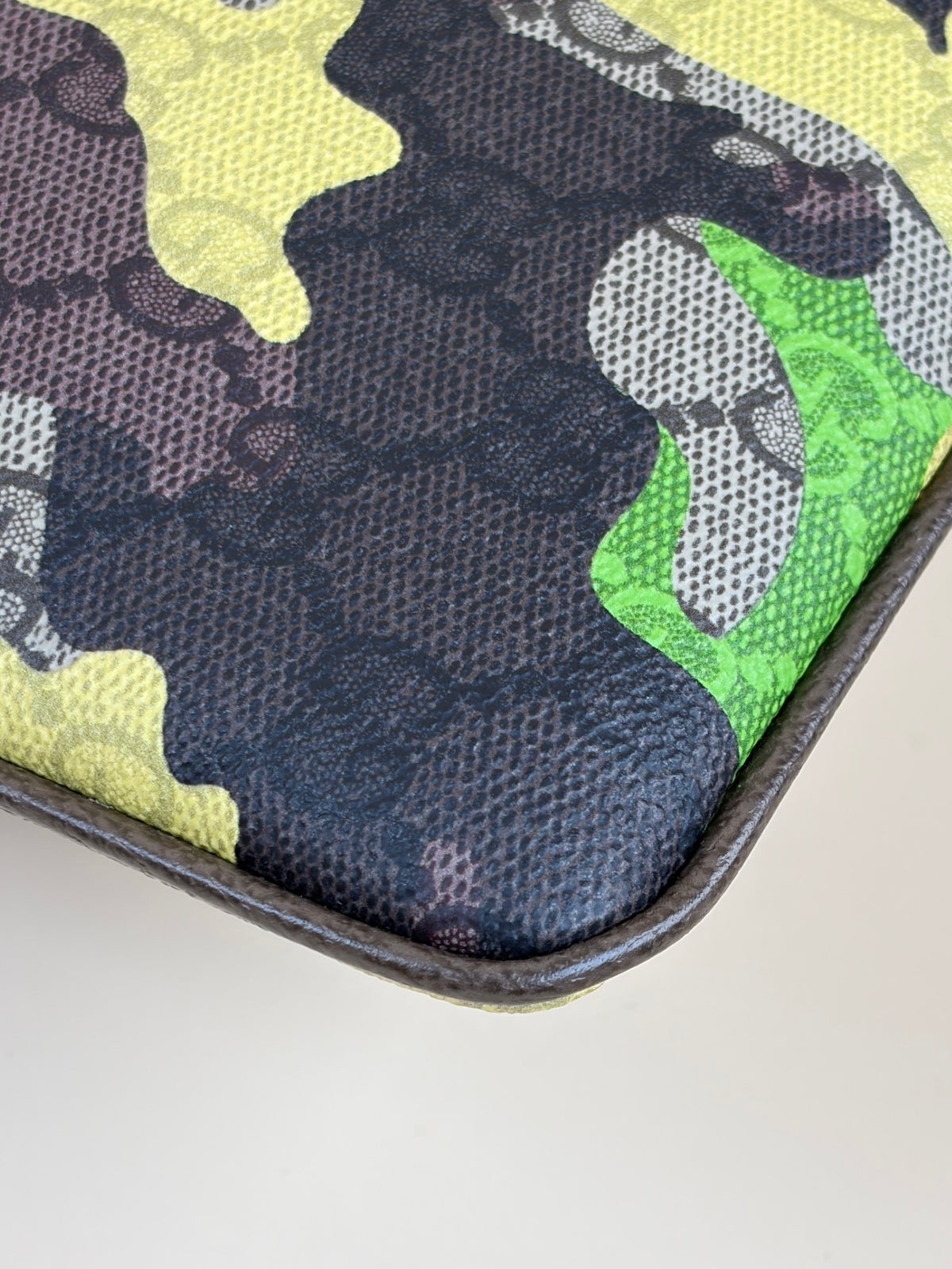 Gucci yellow/green GG supreme canvas camouflage pouch