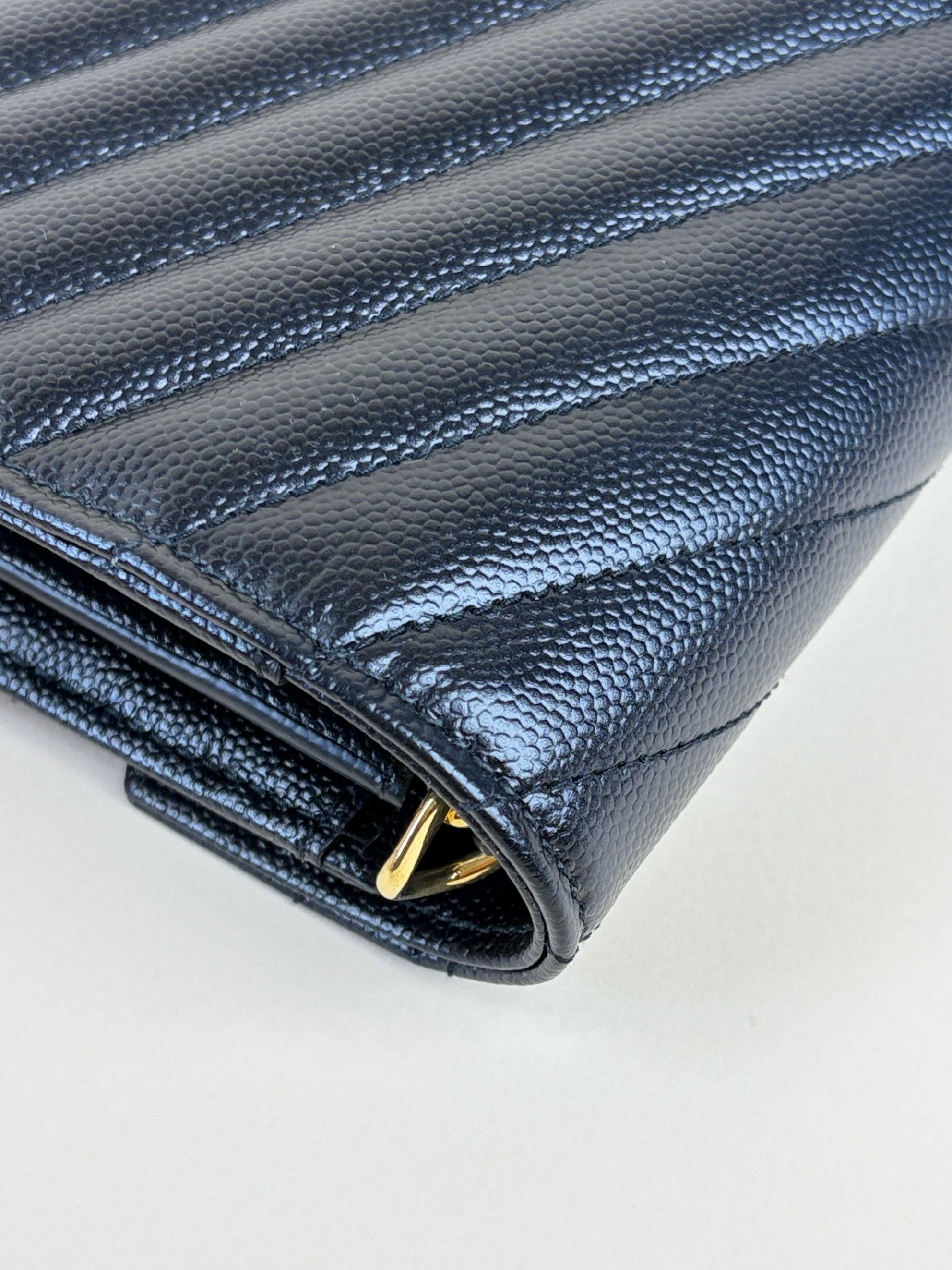YSL black Cassandre Classic Wallet On Chain