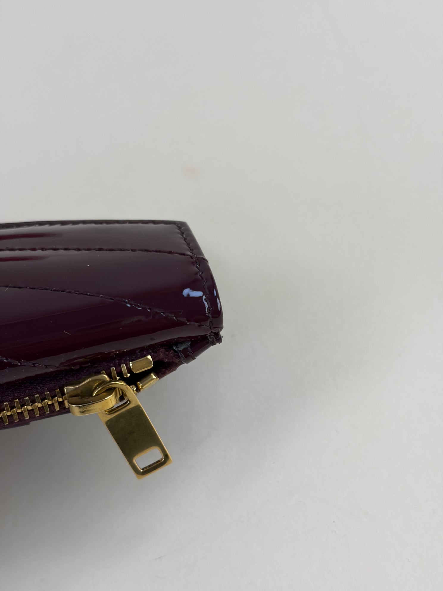 YSL Burgundy Cassandre Matelasse Fragments Flap Card Case