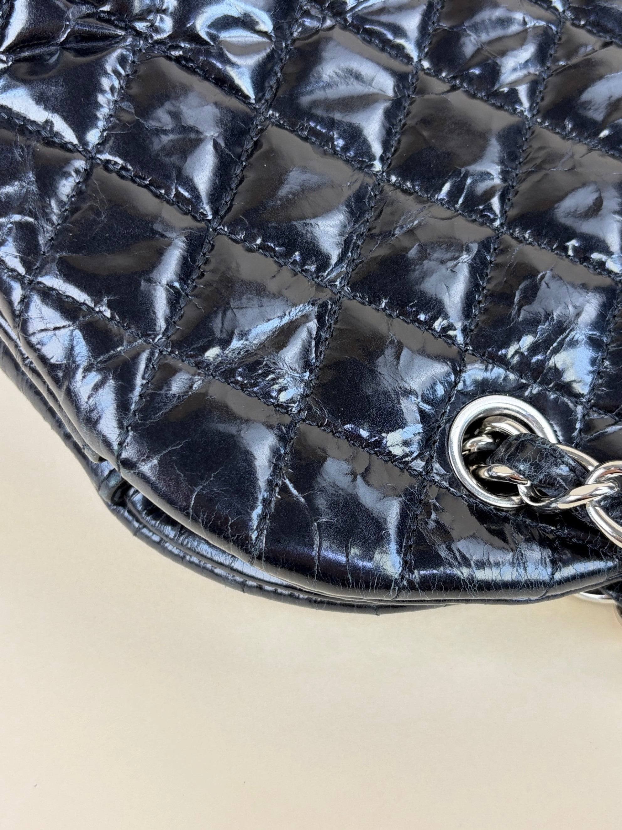 Chanel black quilted leather just mademoiselle bowling bag