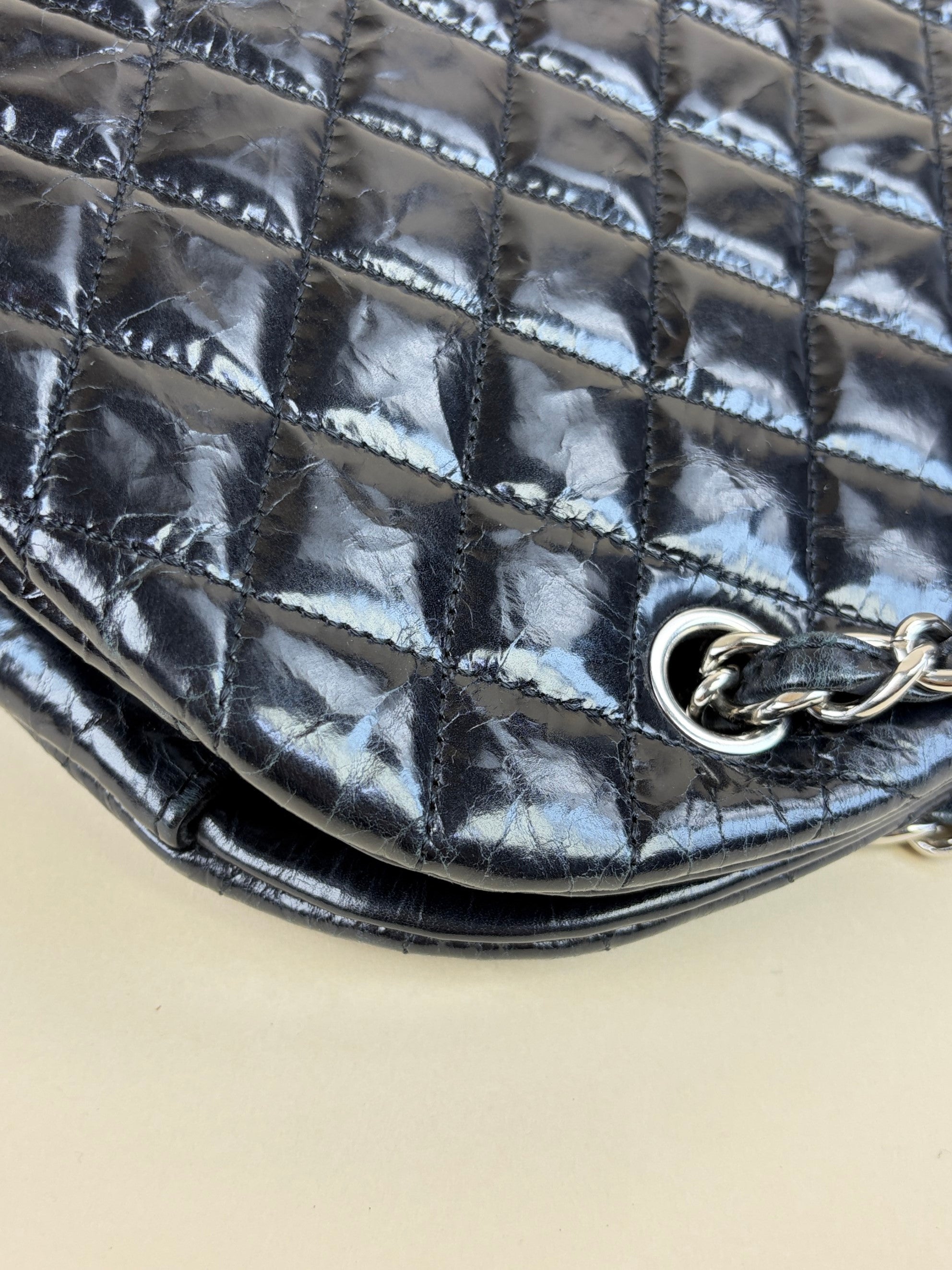 Chanel black quilted leather just mademoiselle bowling bag