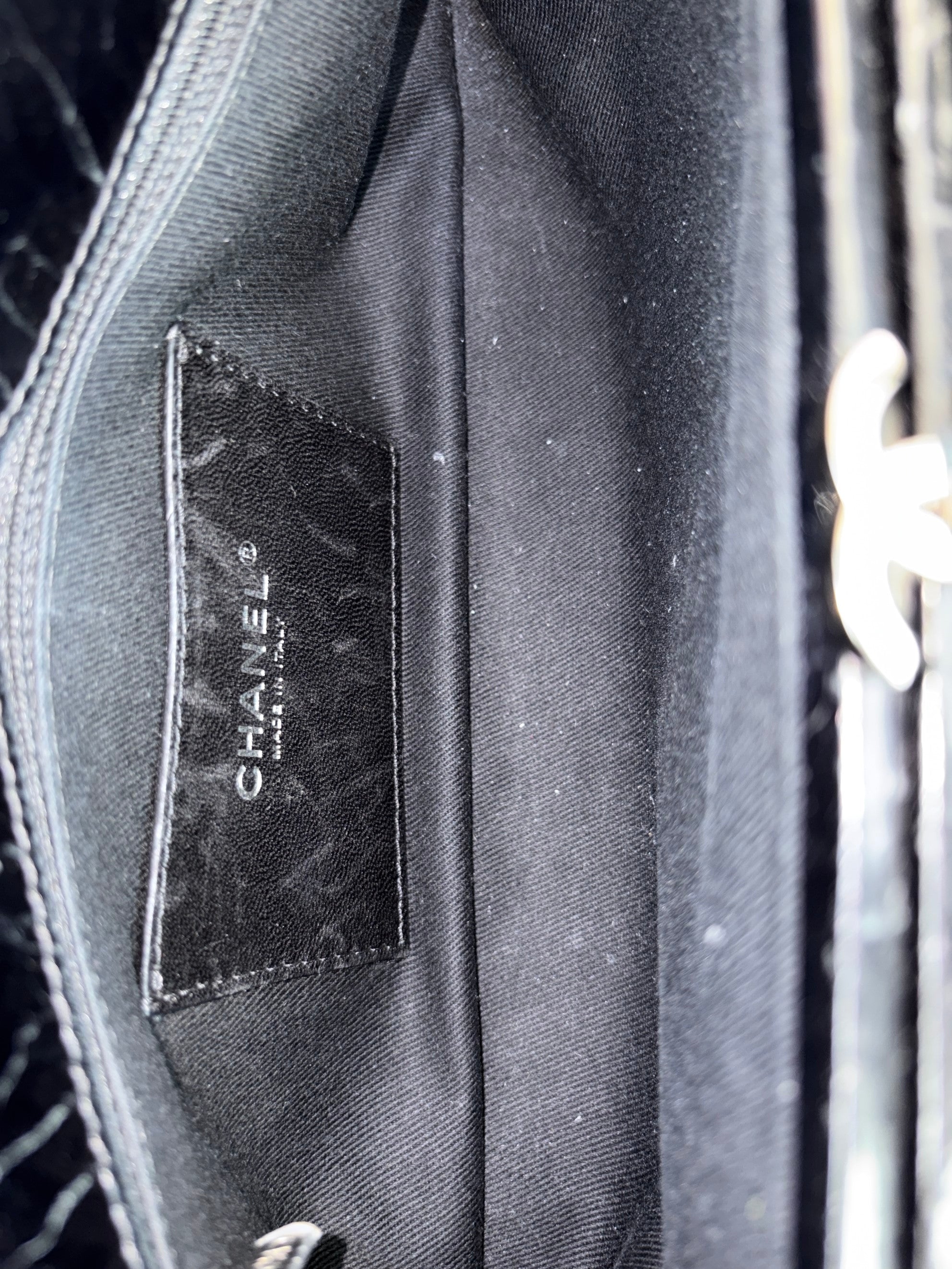 Chanel black quilted leather just mademoiselle bowling bag