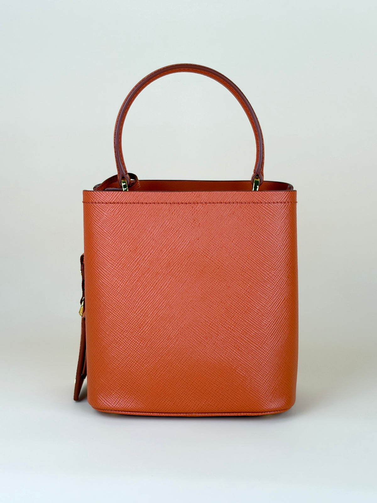 Prada orange saffiano leather Panier mini Bag