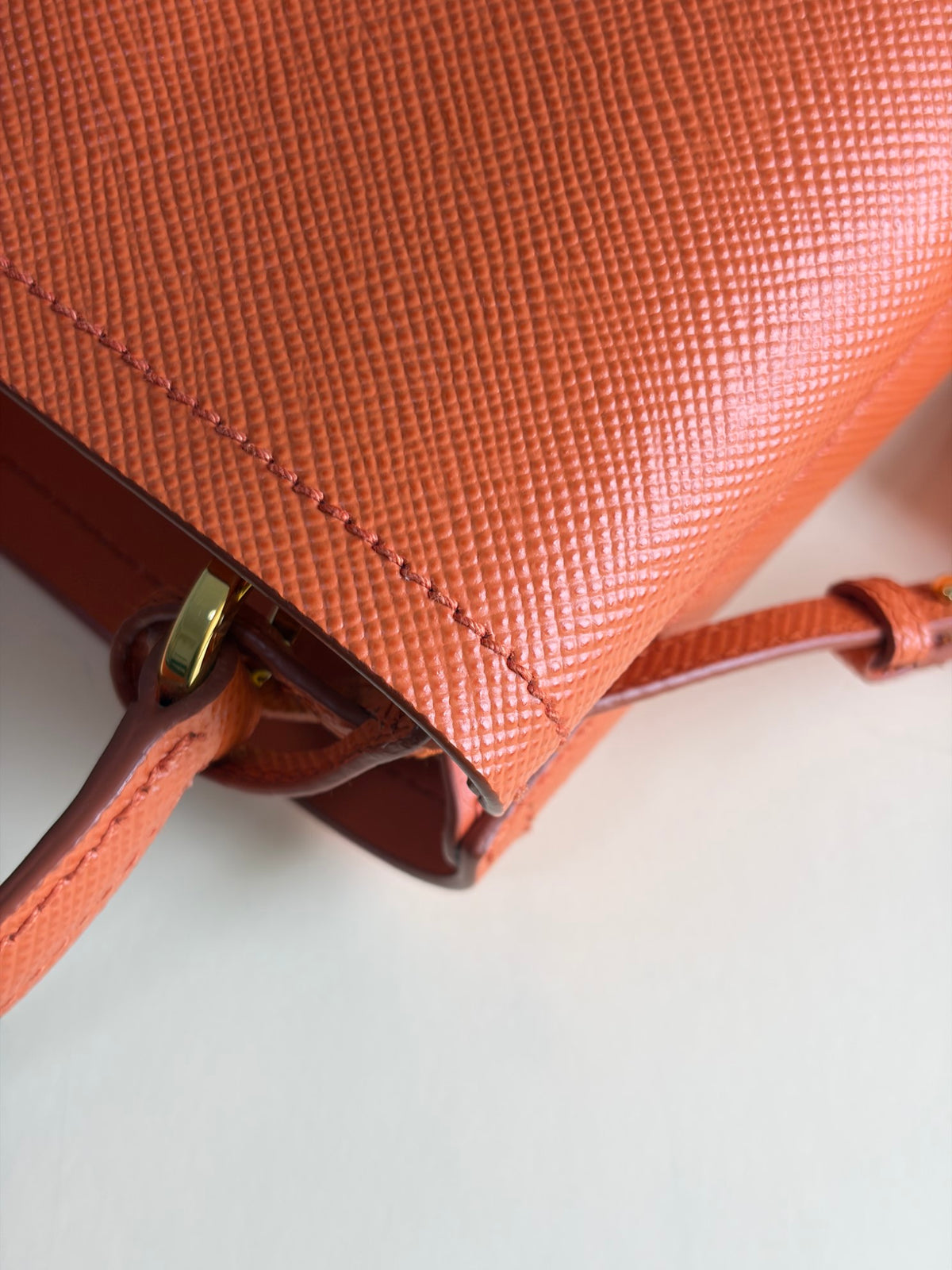 Prada orange saffiano leather Panier mini Bag