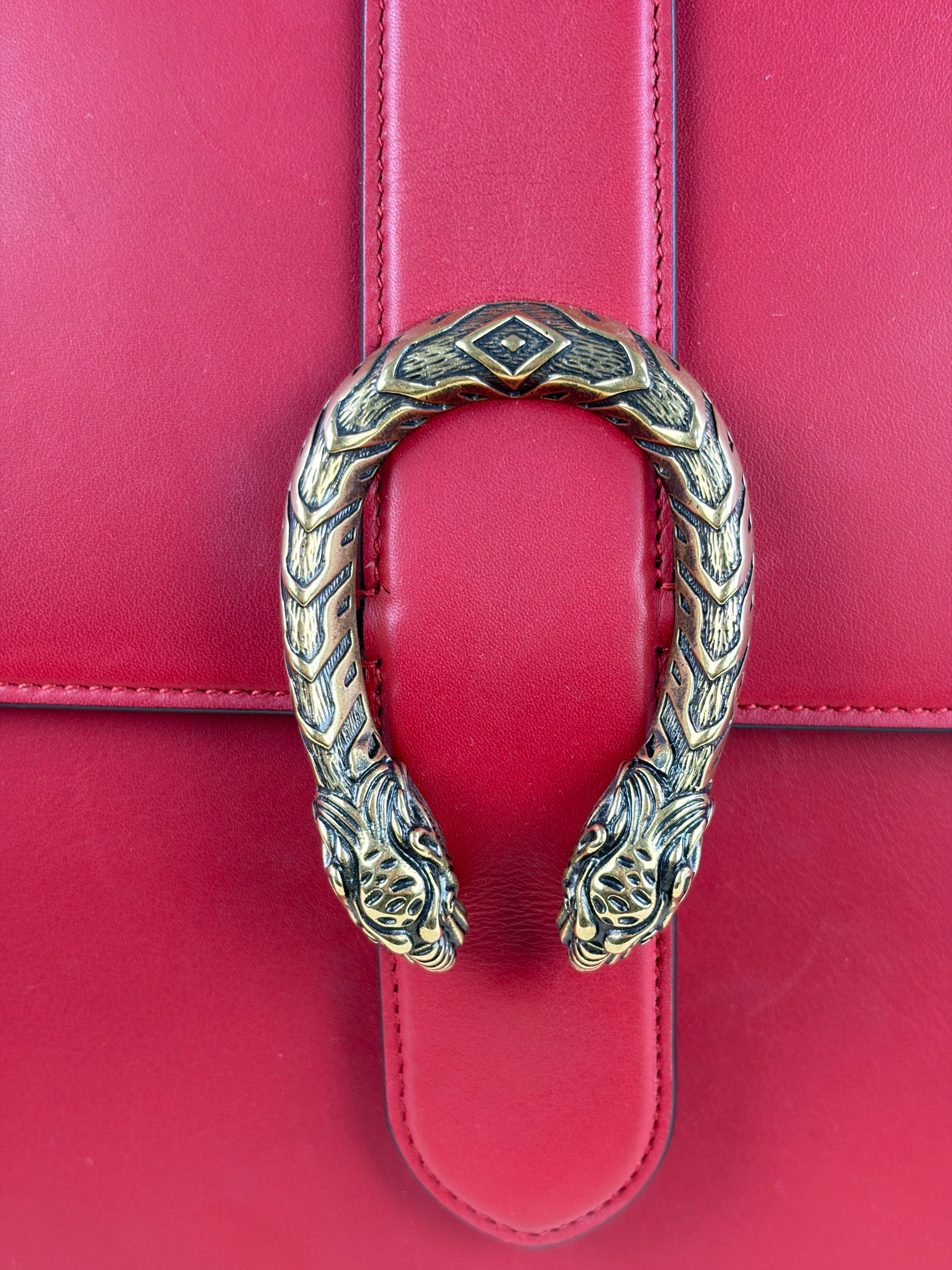 gucci red calfskin large dionysus bamboo top handle