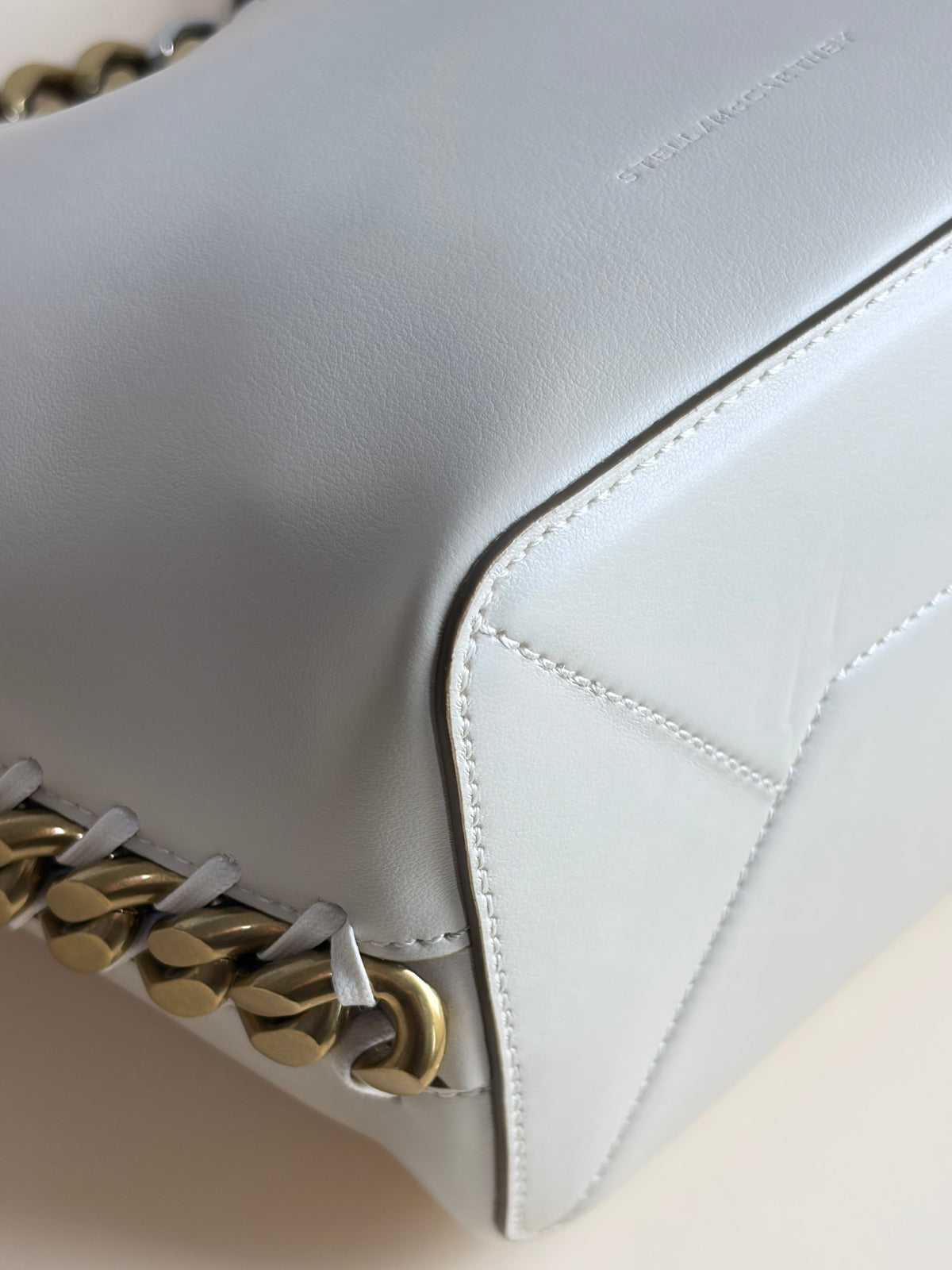 Stella McCartney pure white Frayme bucket Bag
