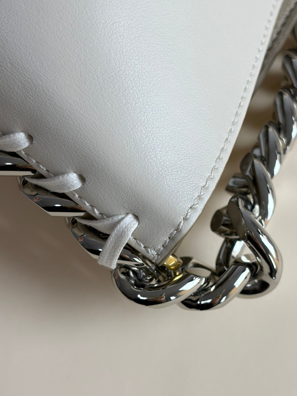 Stella McCartney pure white Frayme bucket Bag