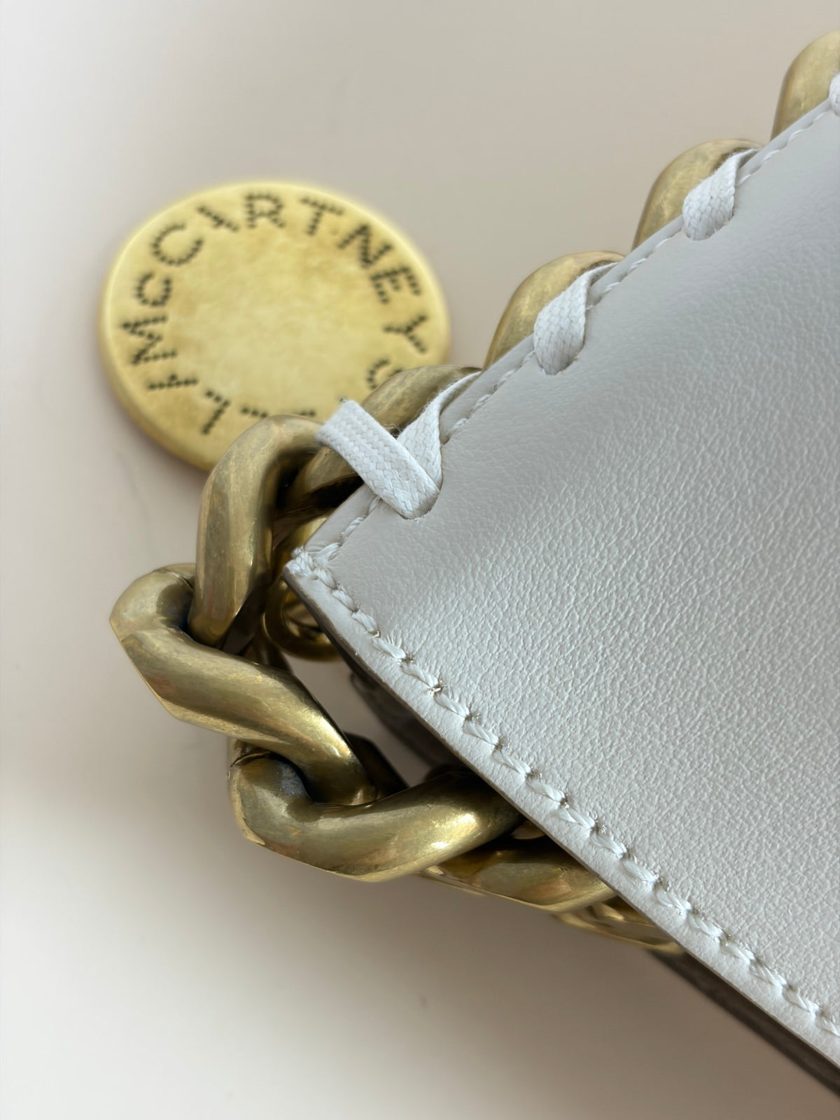 Stella McCartney pure white Frayme bucket Bag