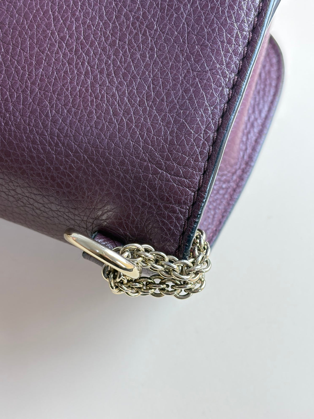 Valentino Burgandy pebbled calfskin glam lock Rockstud medium flap bag