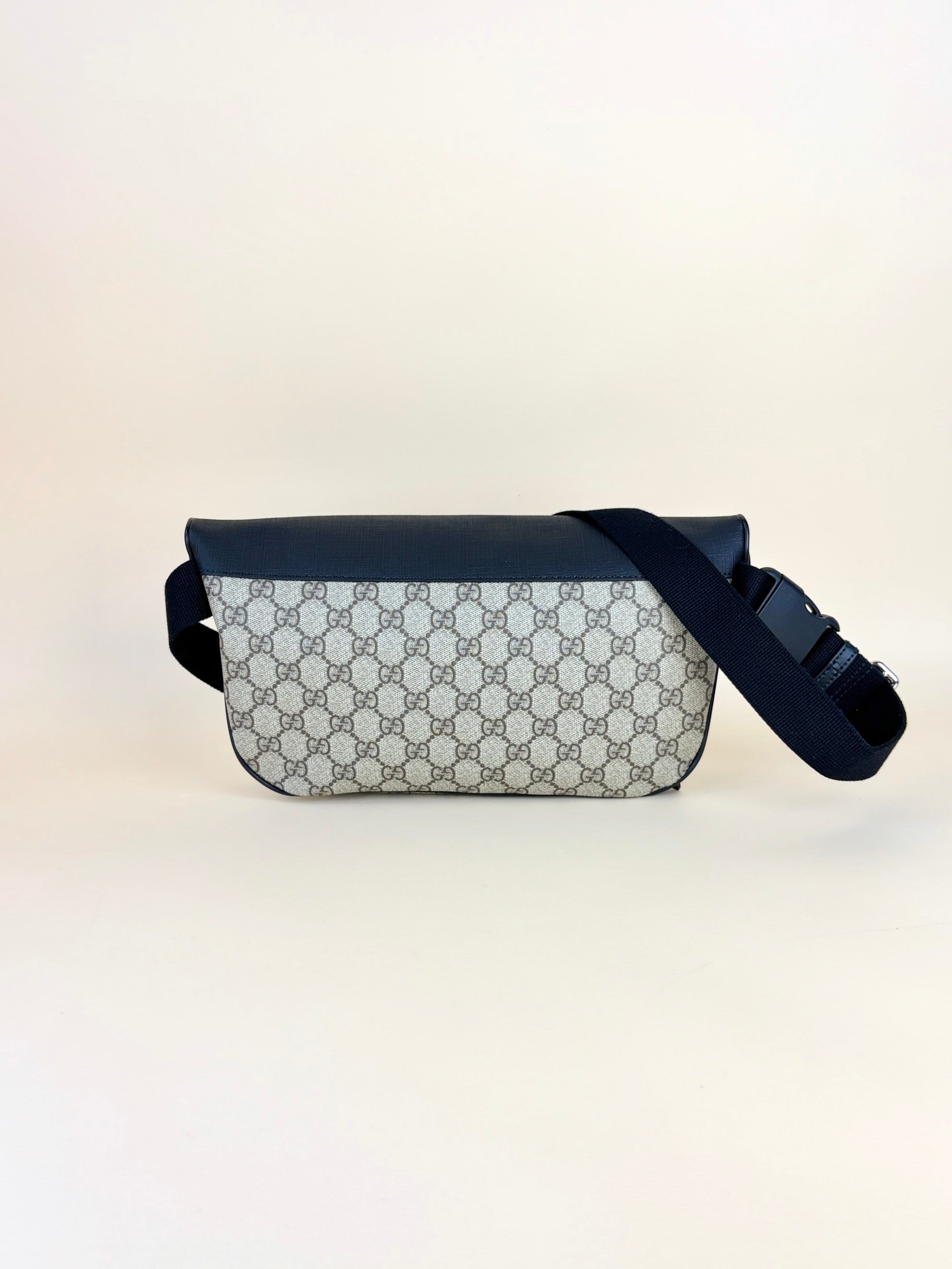 Gucci black calfskin GG Supreme Monogram Large Belt