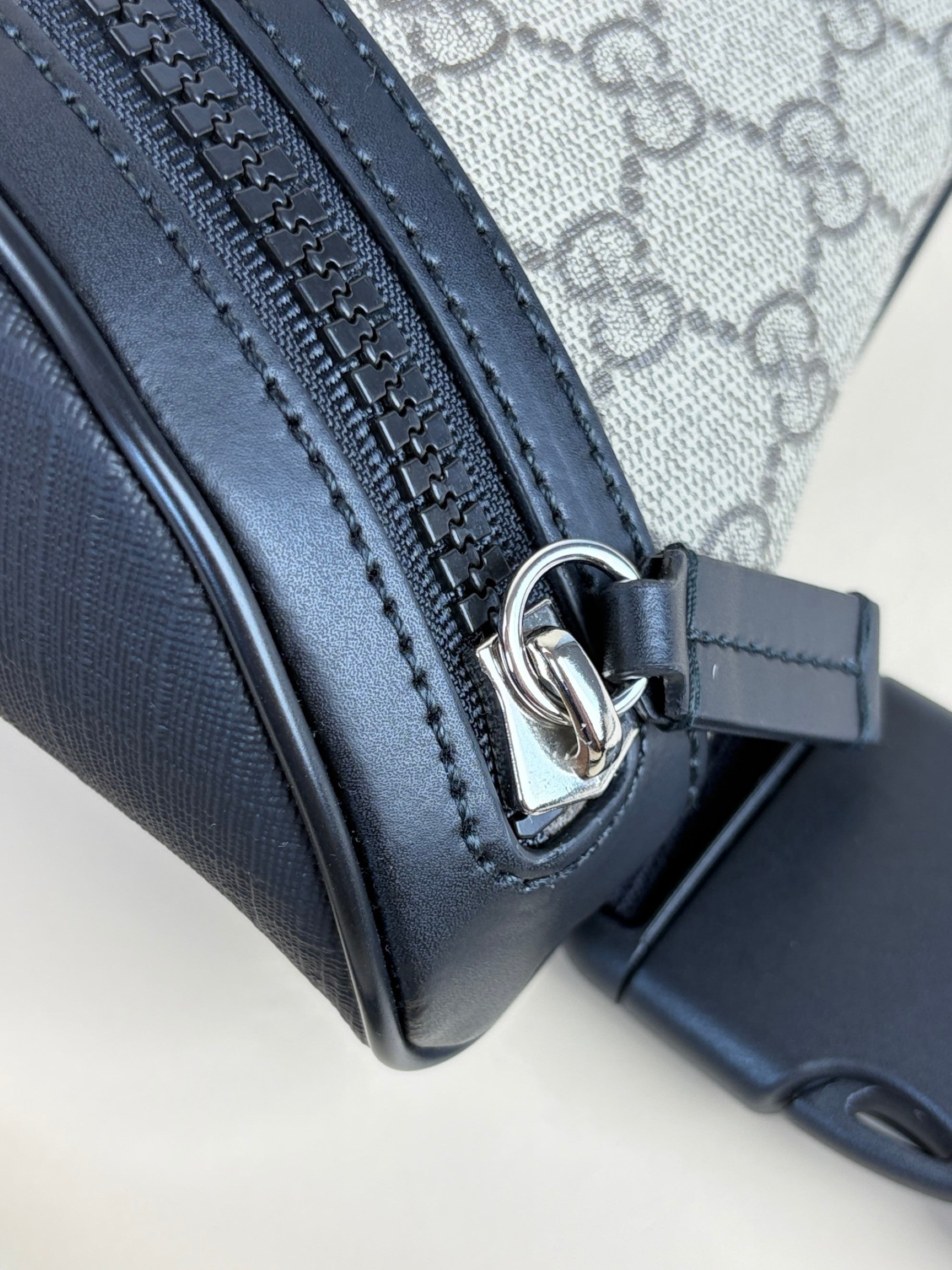 Gucci black calfskin GG Supreme Monogram Large Belt