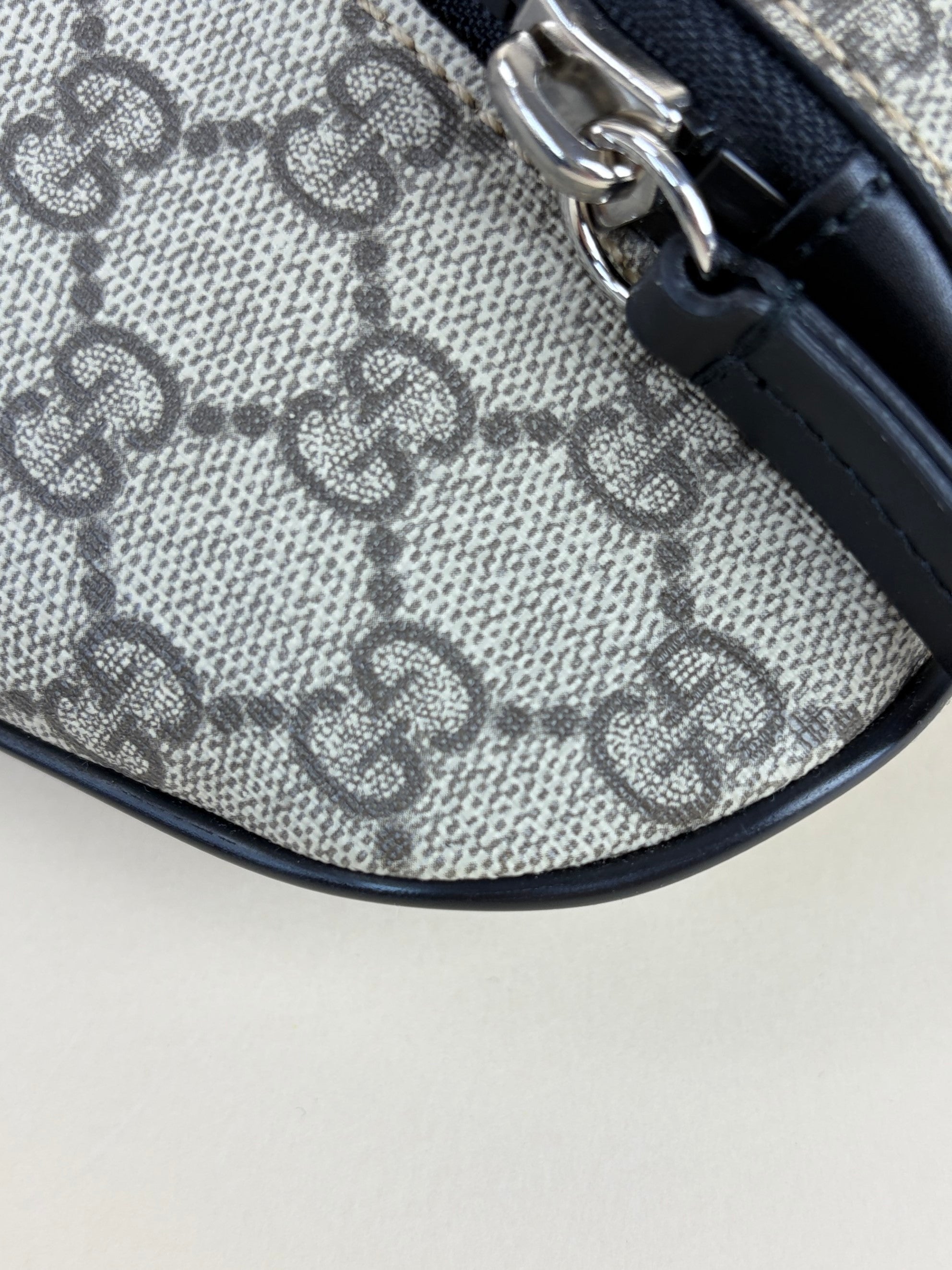 Gucci black calfskin GG Supreme Monogram Large Belt