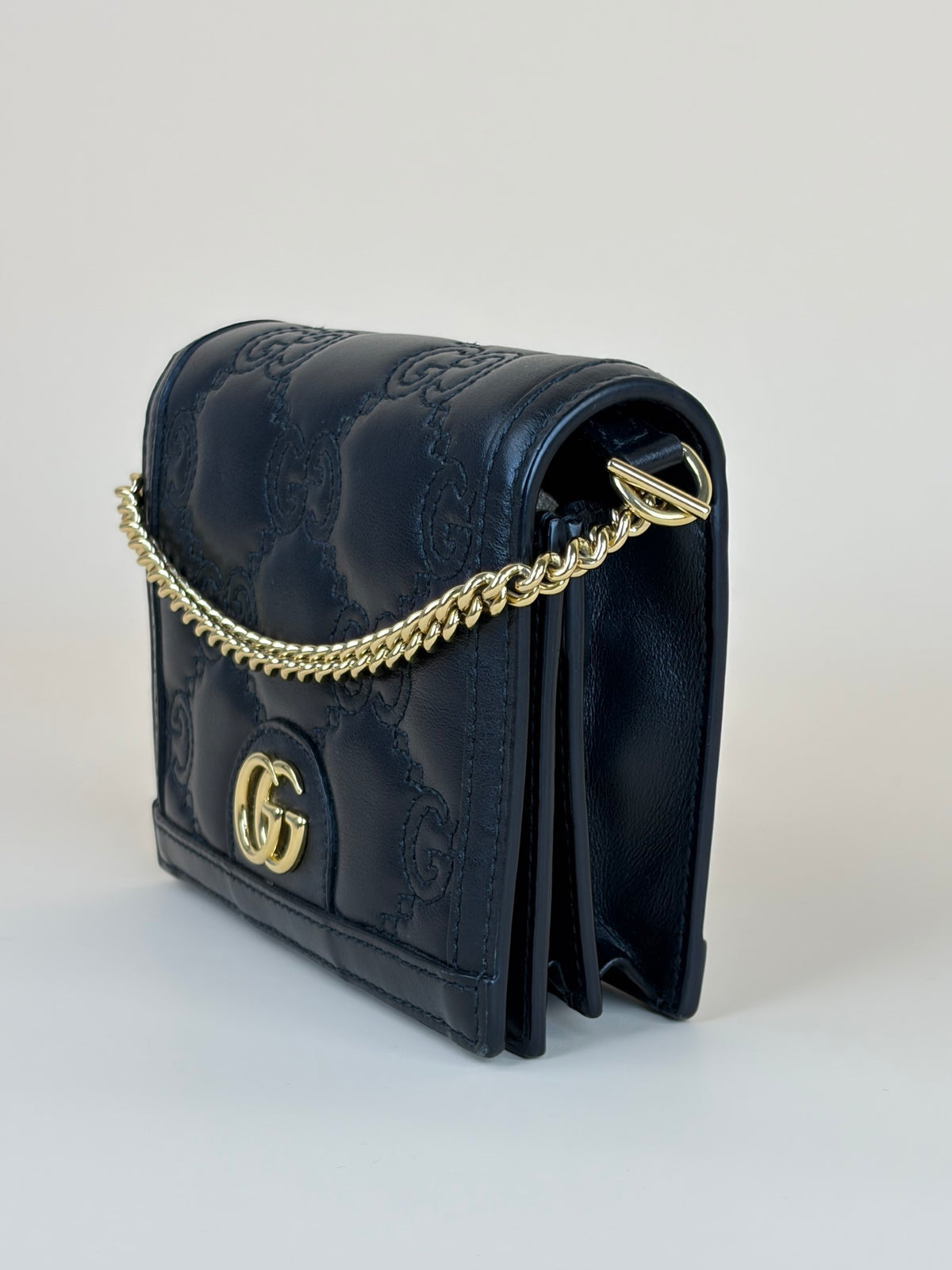 Gucci Black GG matelasse leather mini messanger bag