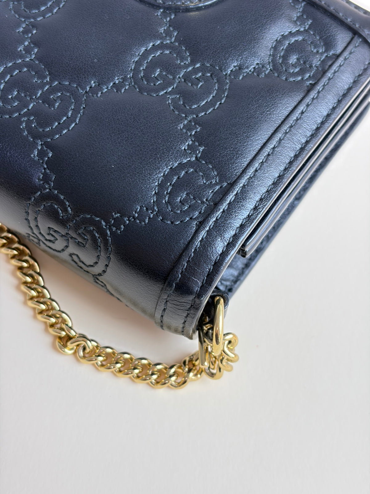 Gucci Black GG matelasse leather mini messanger bag