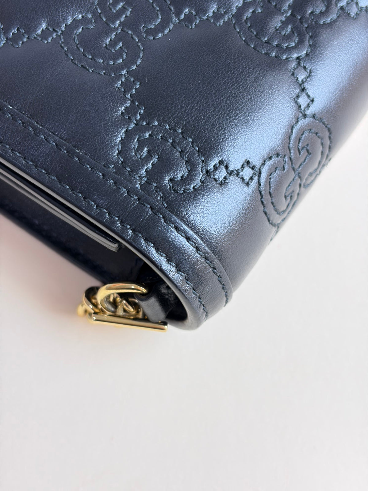 Gucci Black GG matelasse leather mini messanger bag