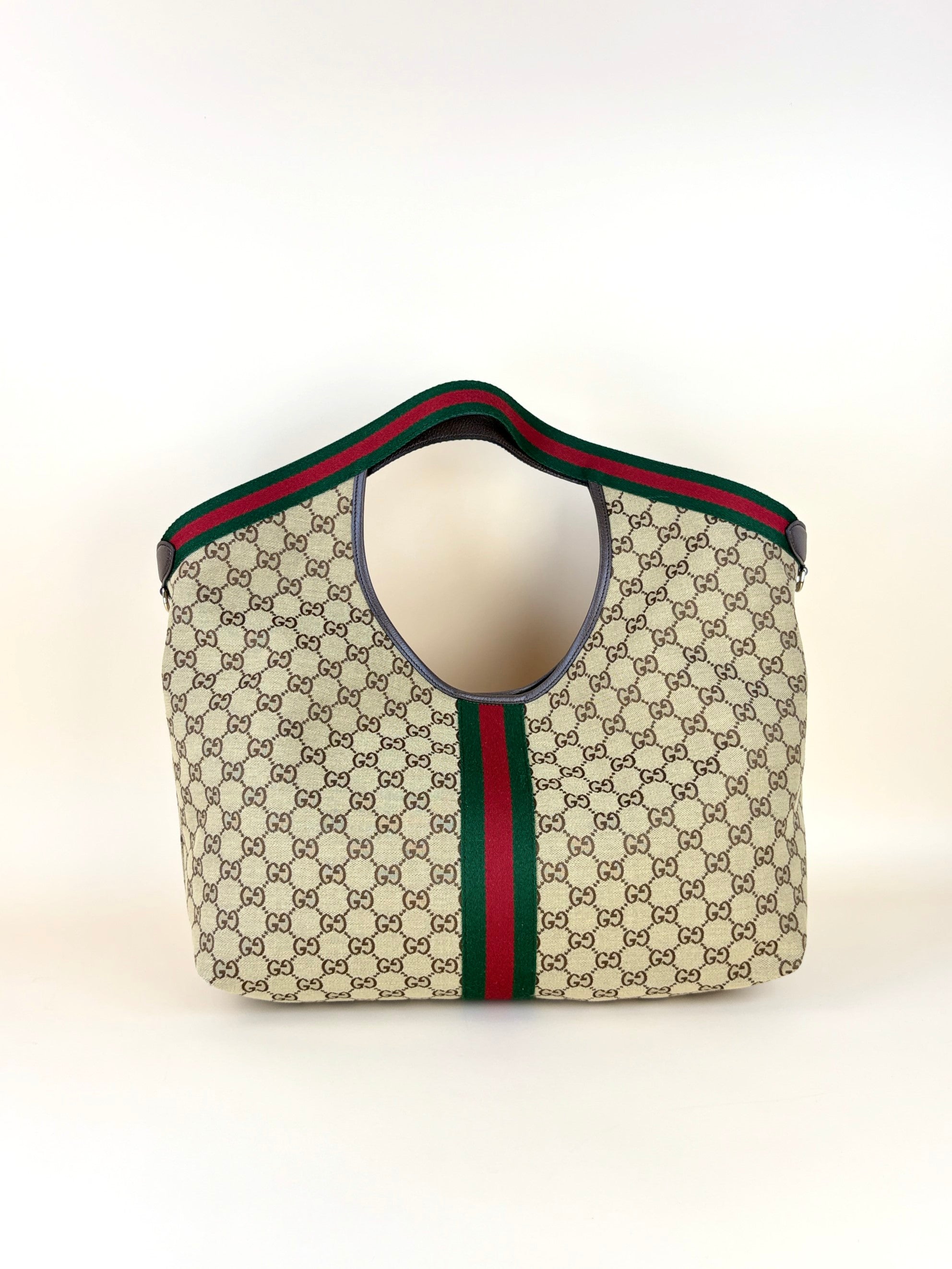 Gucci Giglio beige and brown canvas large tote bag