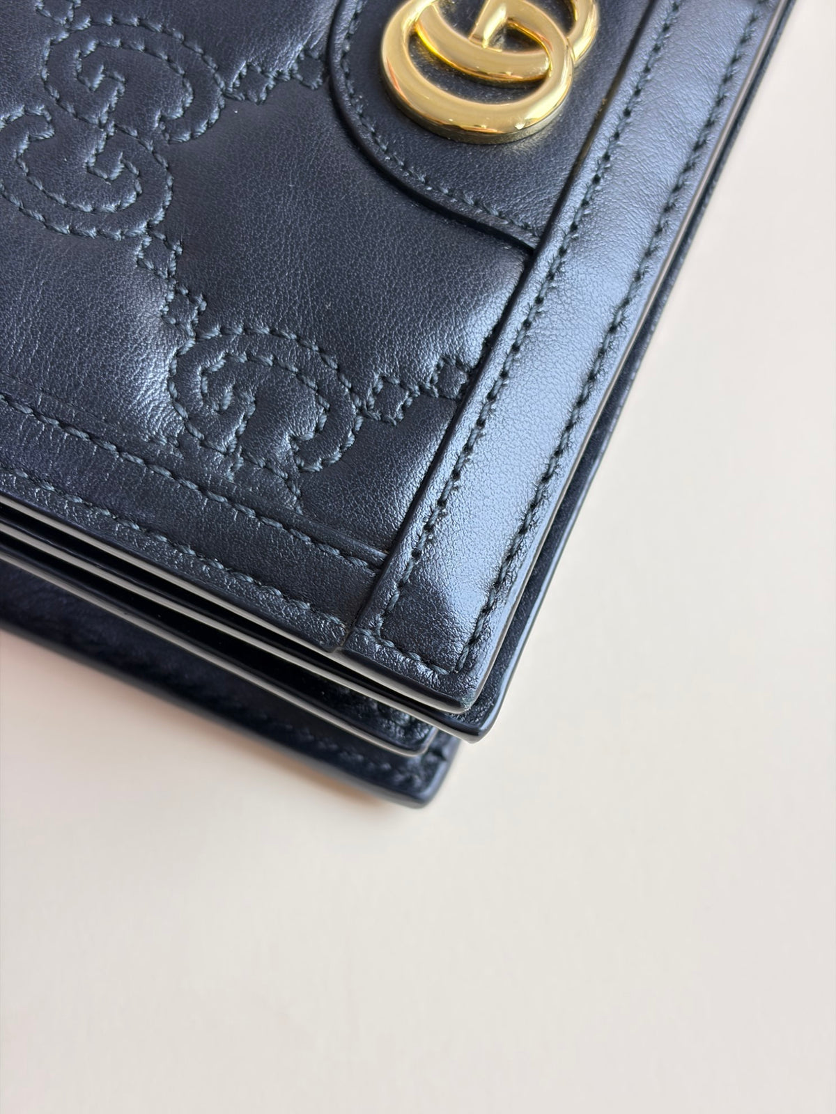 Gucci Black GG matelasse leather mini messanger bag