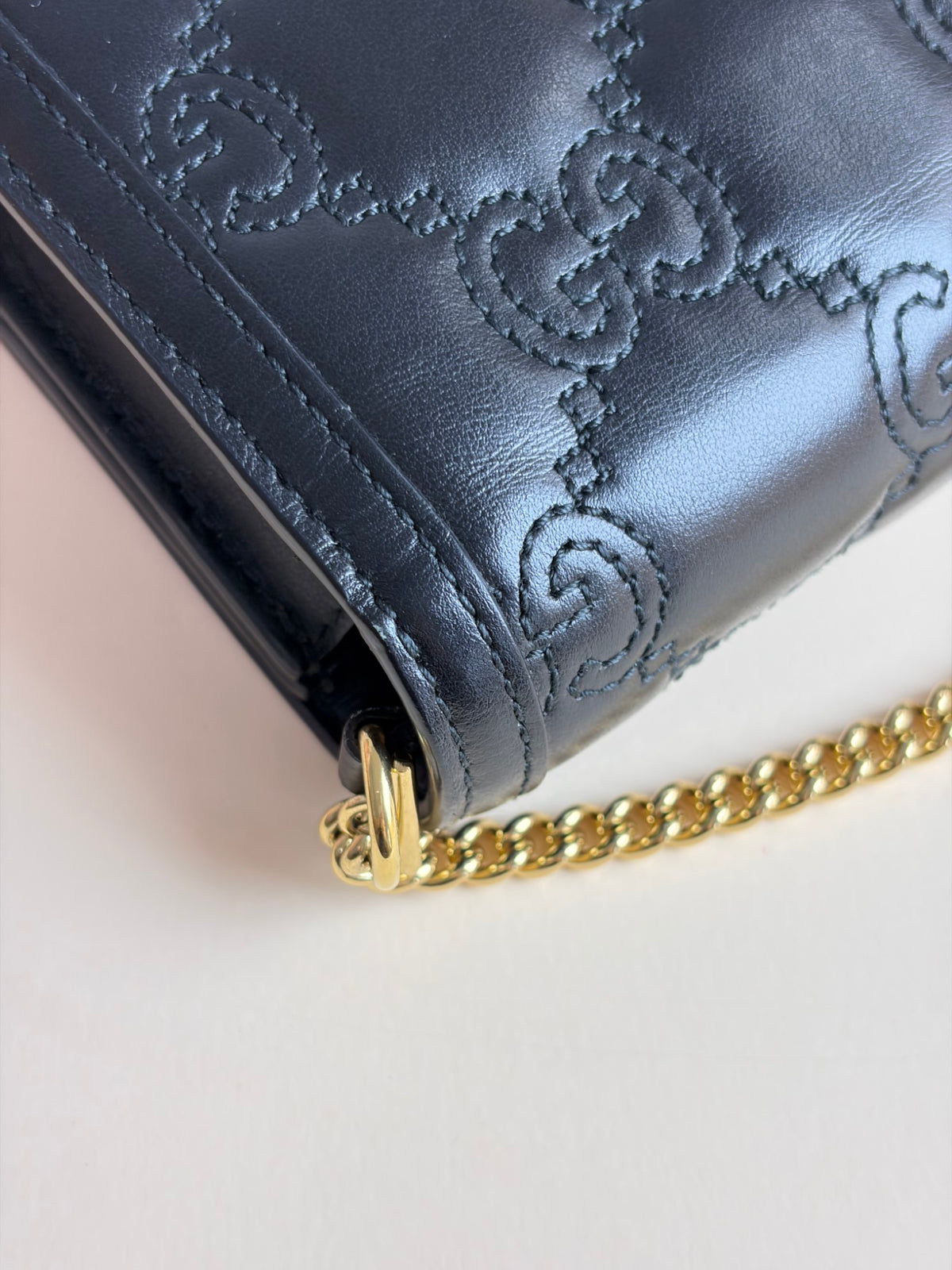 Gucci Black GG matelasse leather mini messanger bag