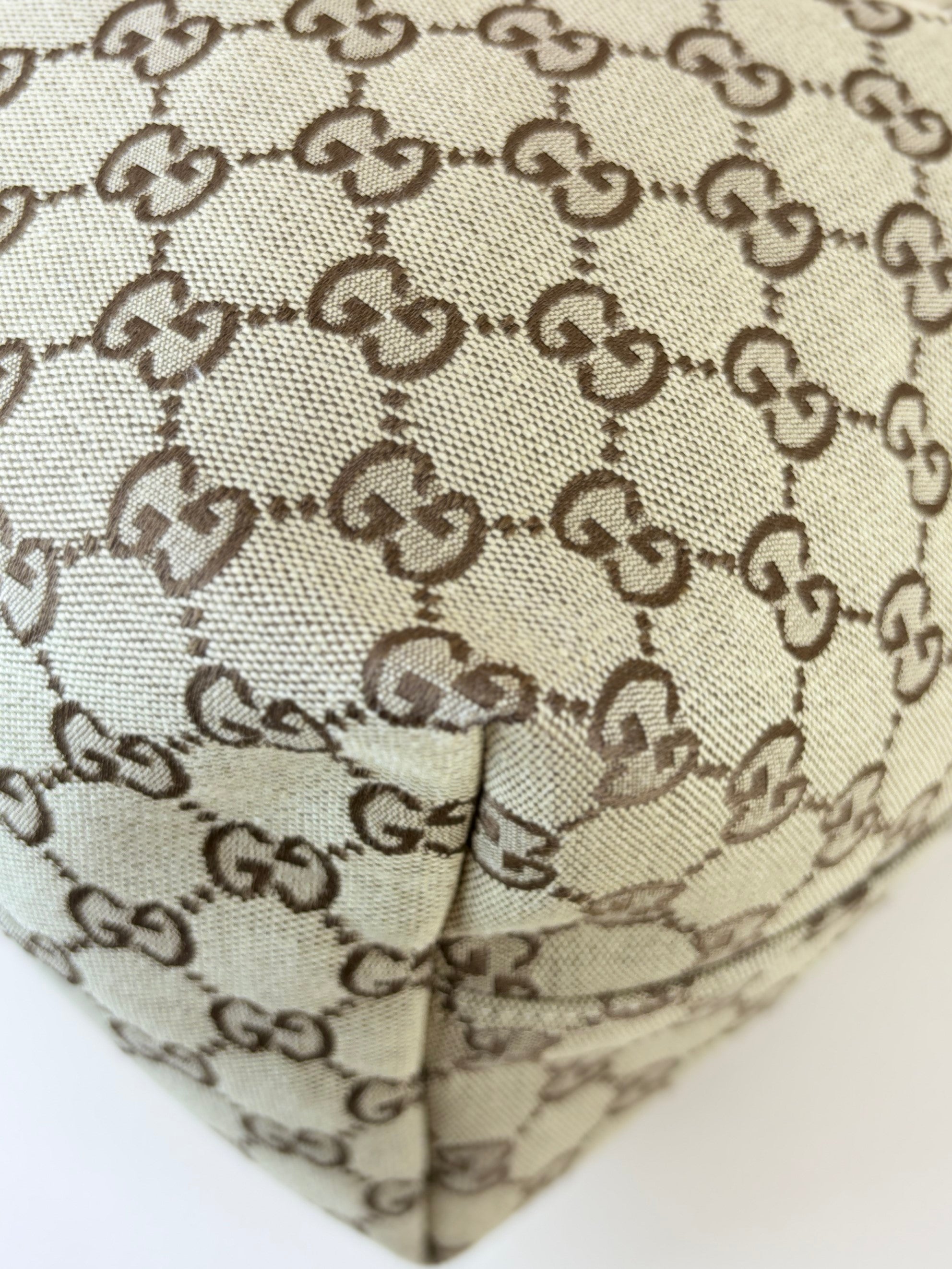 Gucci Giglio beige and brown canvas large tote bag