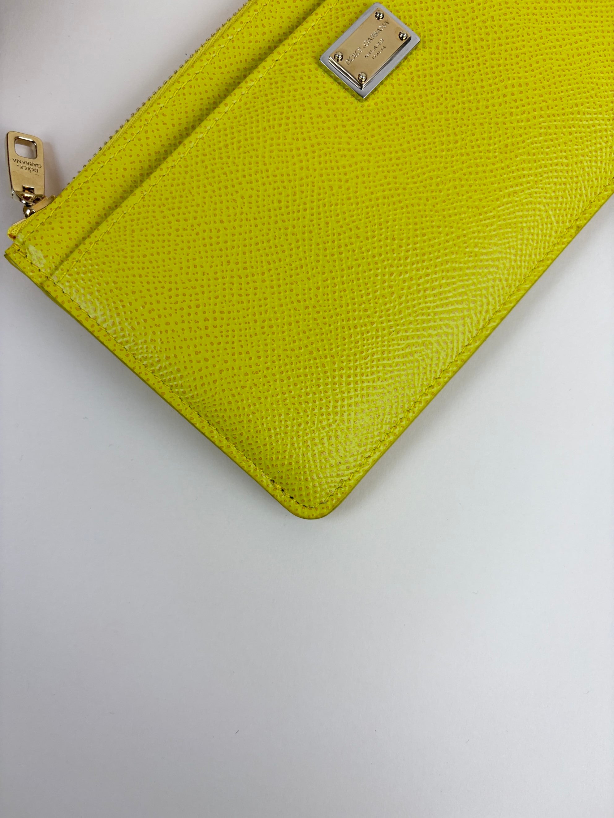 Dolce & Gabbana Yellow Dauphine Large Zip Card Holder