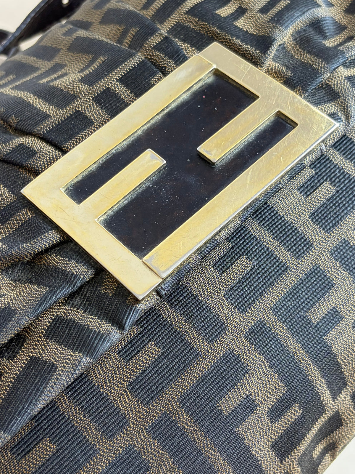Fendi  Tobacco canvas mia flap