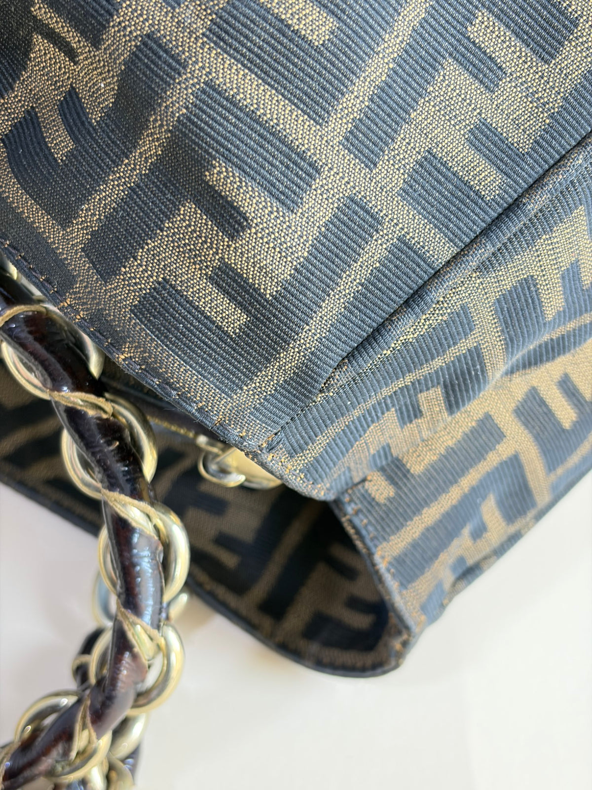 Fendi tobacco ff zucca print canvas large mia