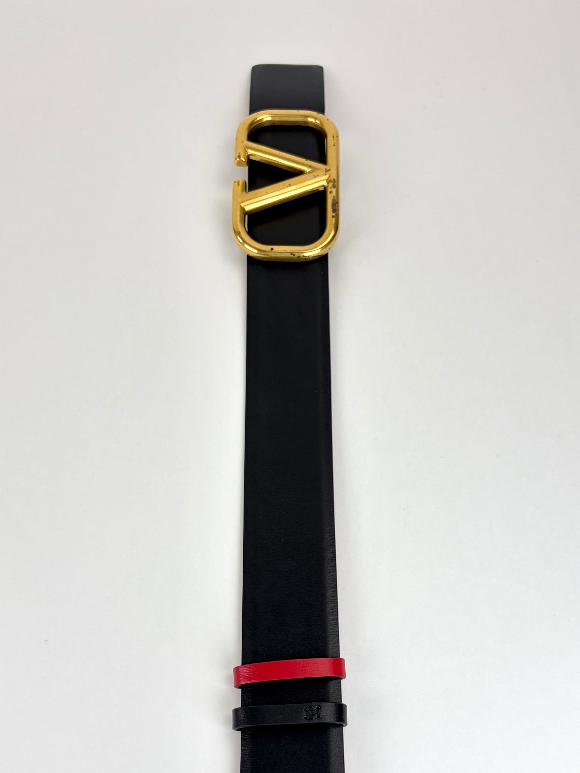 Valentino black and red V logo signature reversible belt 40 mm