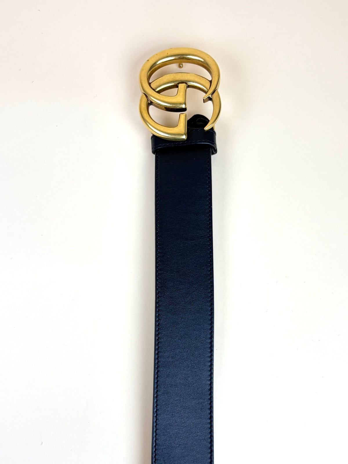 Gucci black leather gg marmont wide belt 40mm