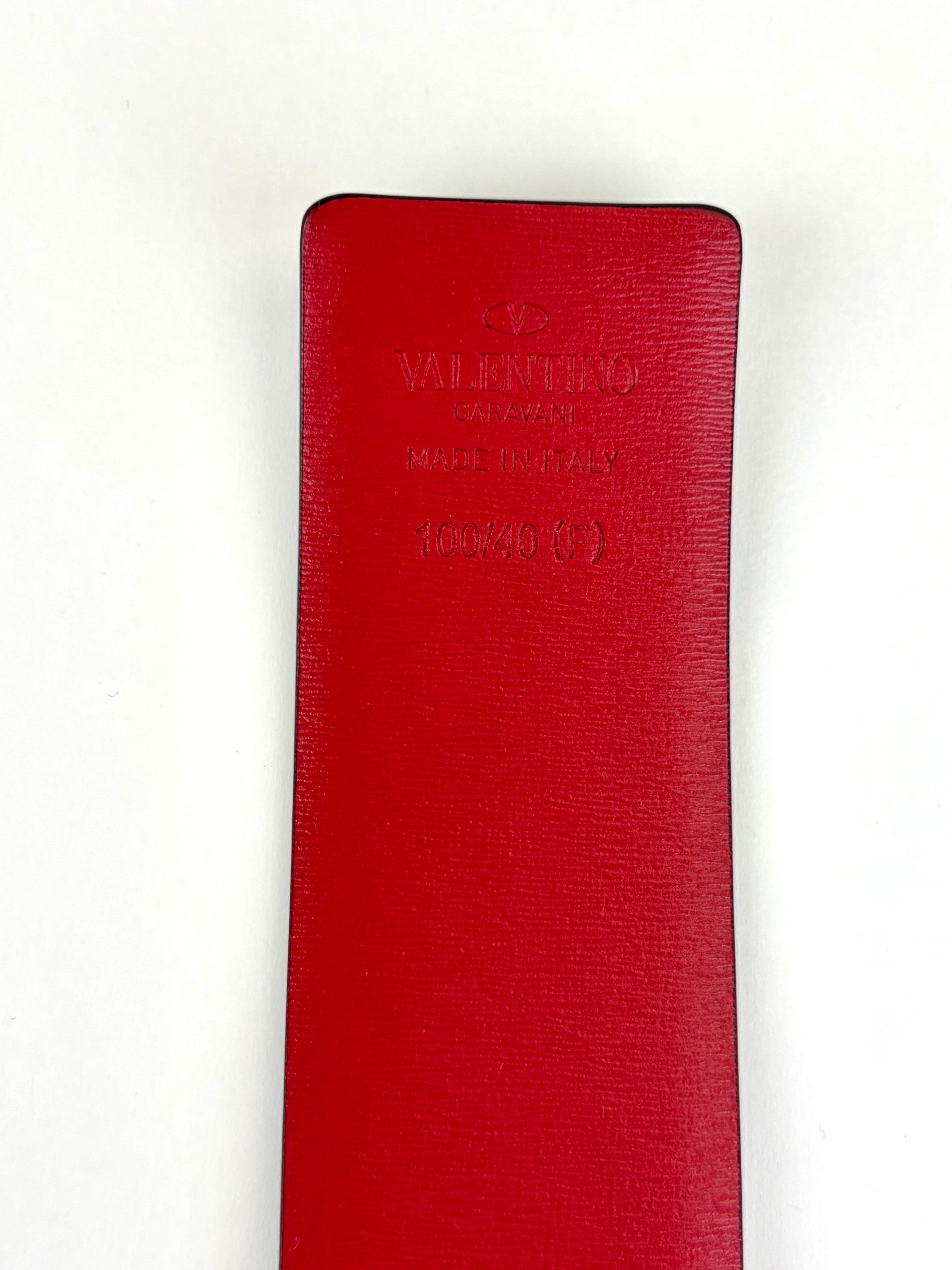Valentino black and red V logo signature reversible belt 40 mm