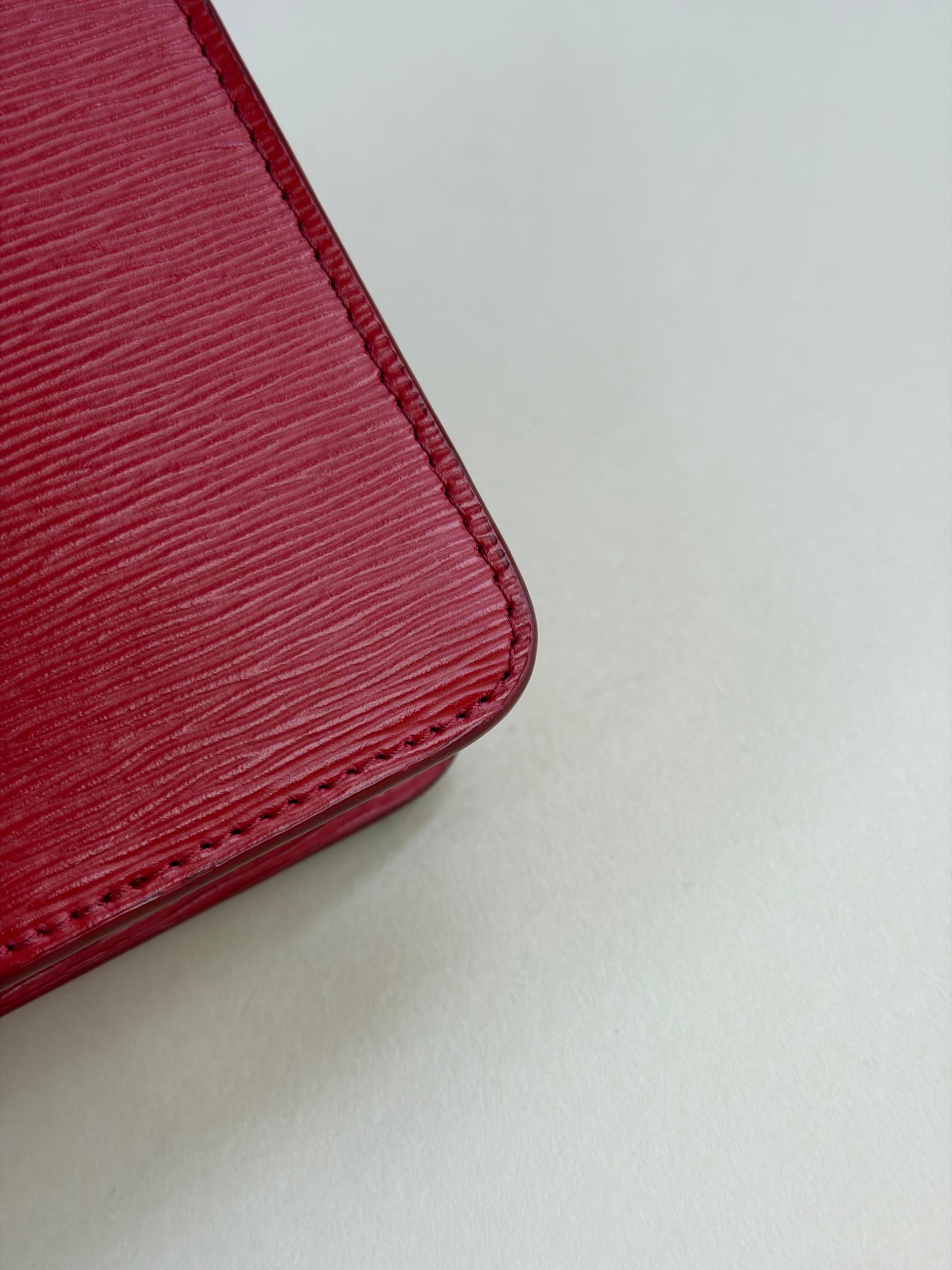 Prada red leather woc gold chains