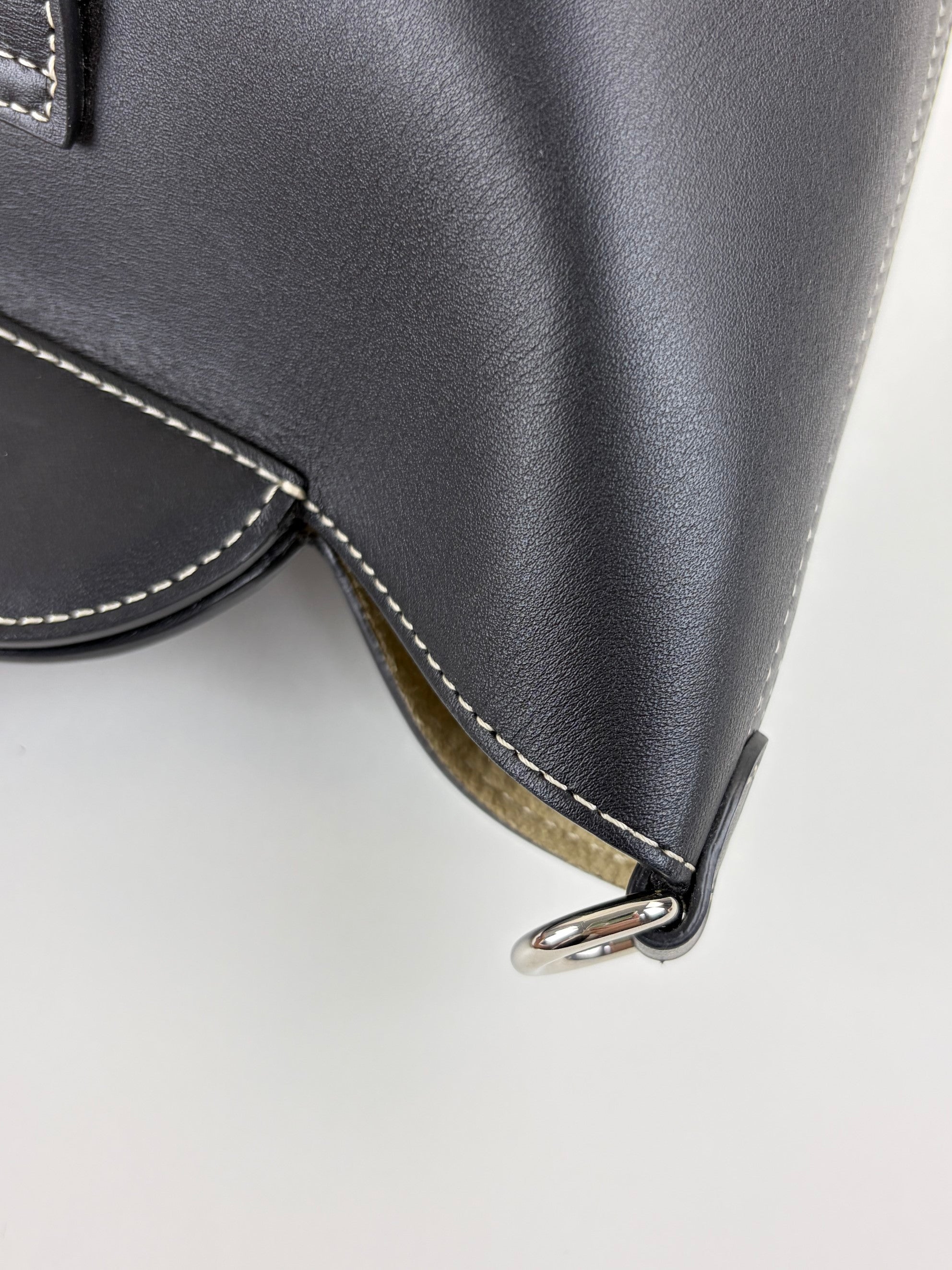 Burberry black calfskin small pocket tote bag